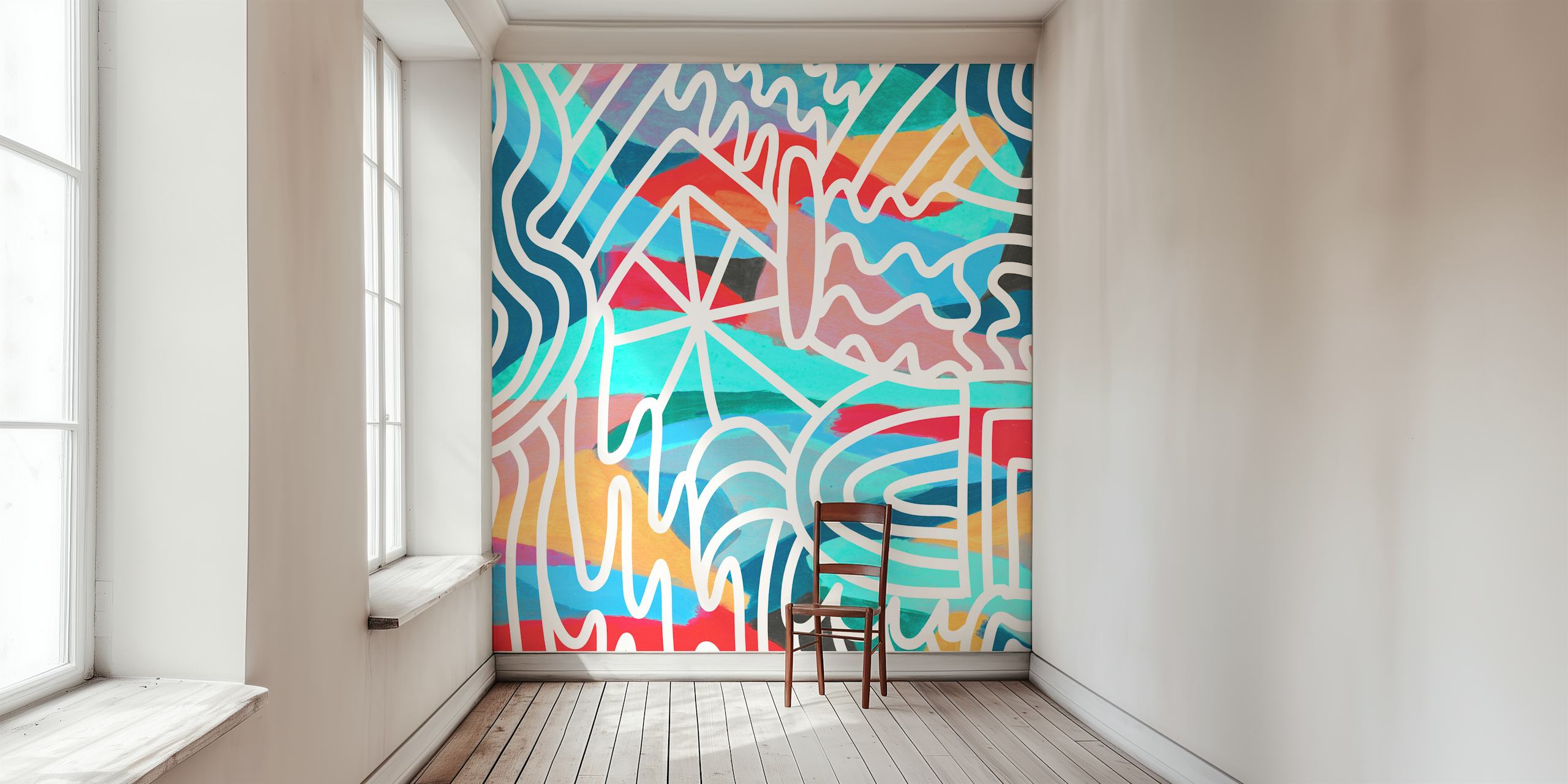 Σχέδιο ταπετσαρίας Electric horizon σε ένα δωμάτιο