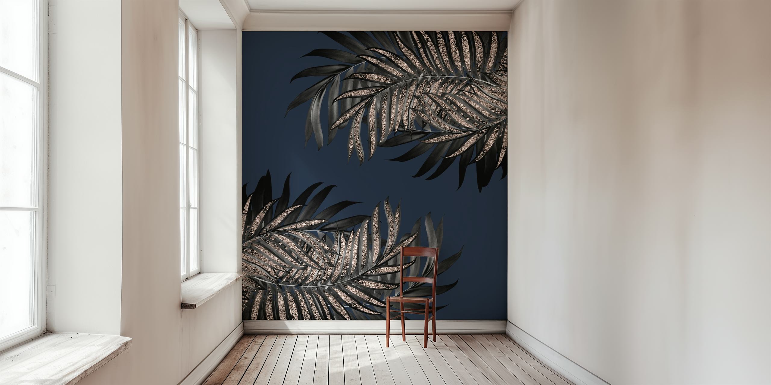Ταπετσαρία Palm Leaves with Glitter σε ένα δωμάτιο