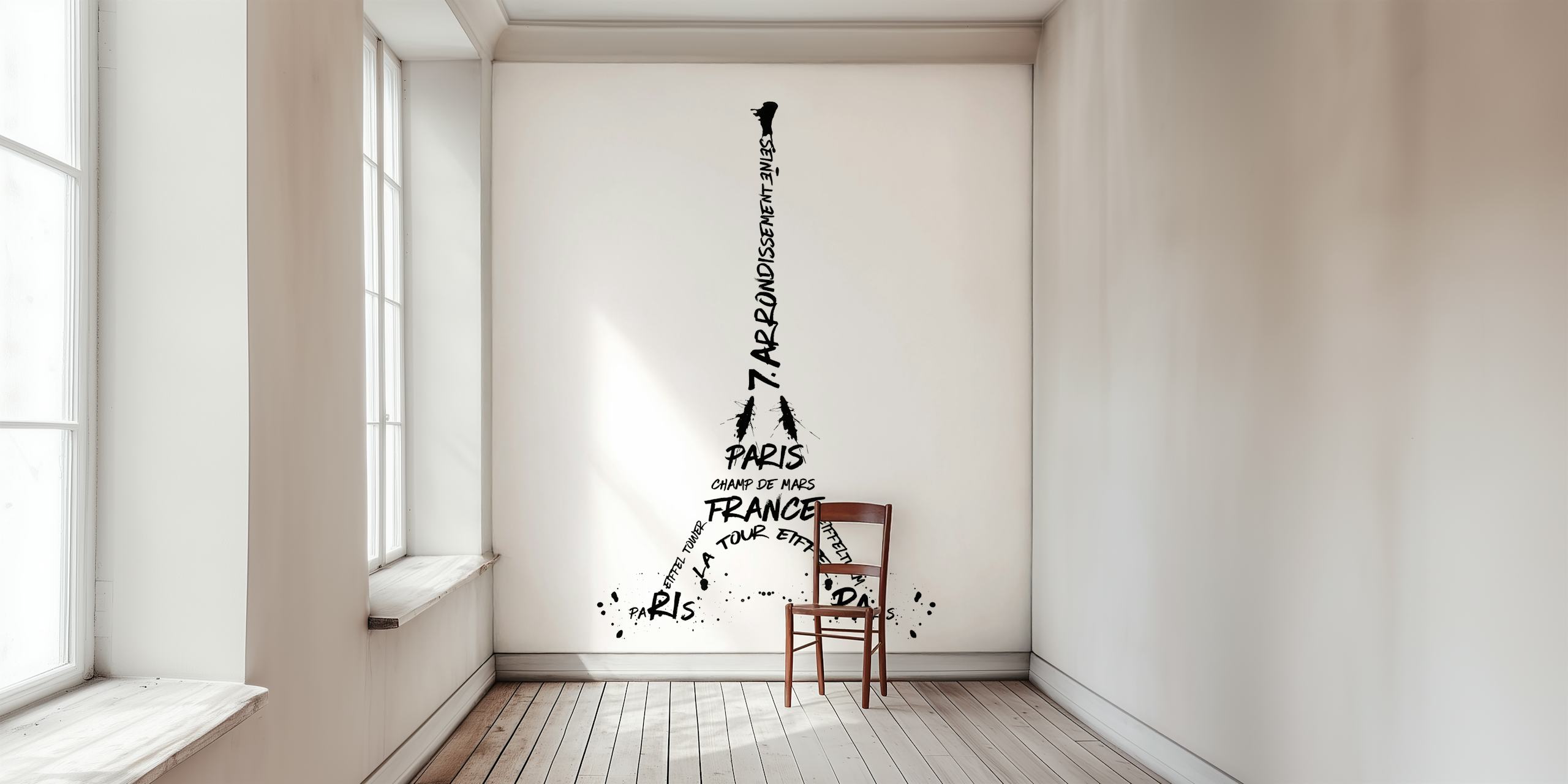 Eiffel Tower digital art wallpaper in a room