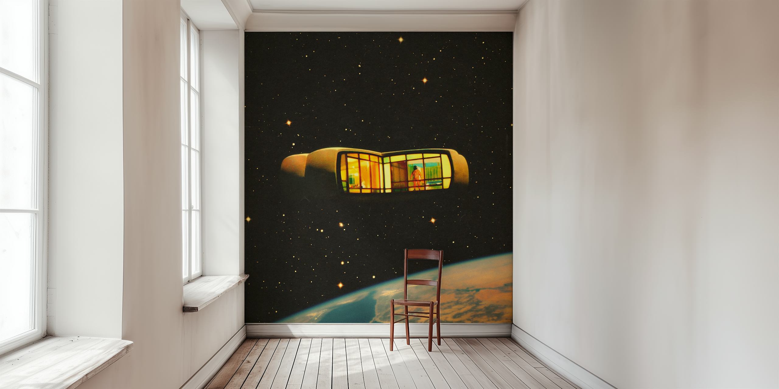 Pod wallpaper displayed in a cozy room