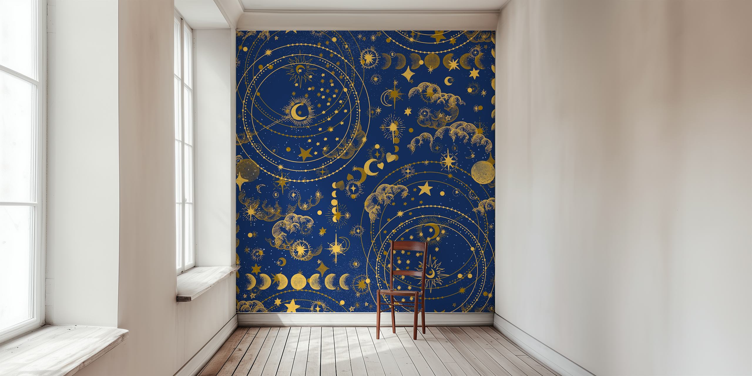 Golden Lunar Dreams wallpaper in a room