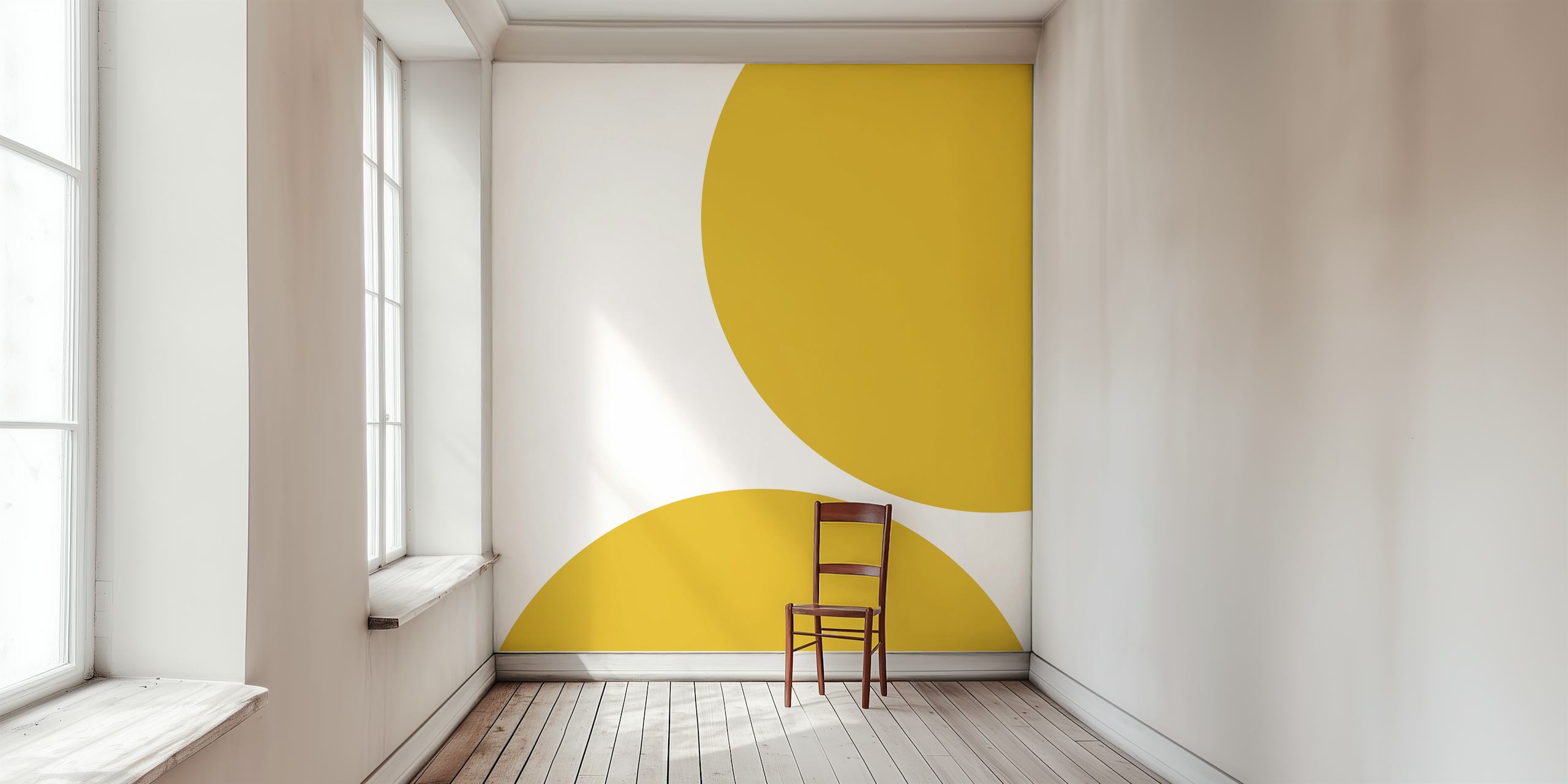 Enkelt gult par cirkel wallpaper i ett rum