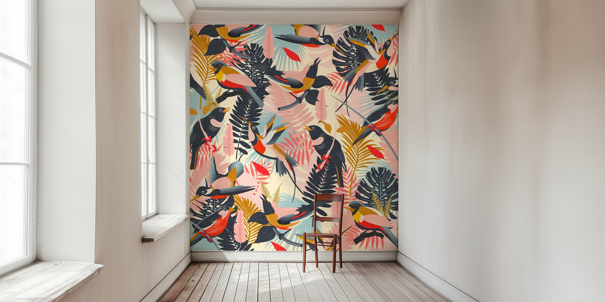 Paradise Birds tropisk sommar tapet i ett rum