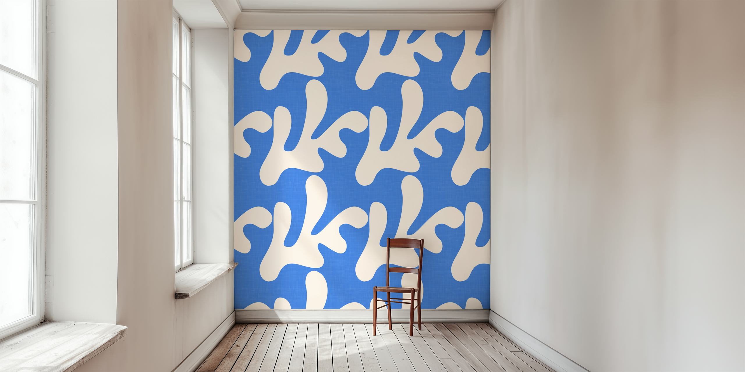 Retro tropical leaves wallpaper in a room