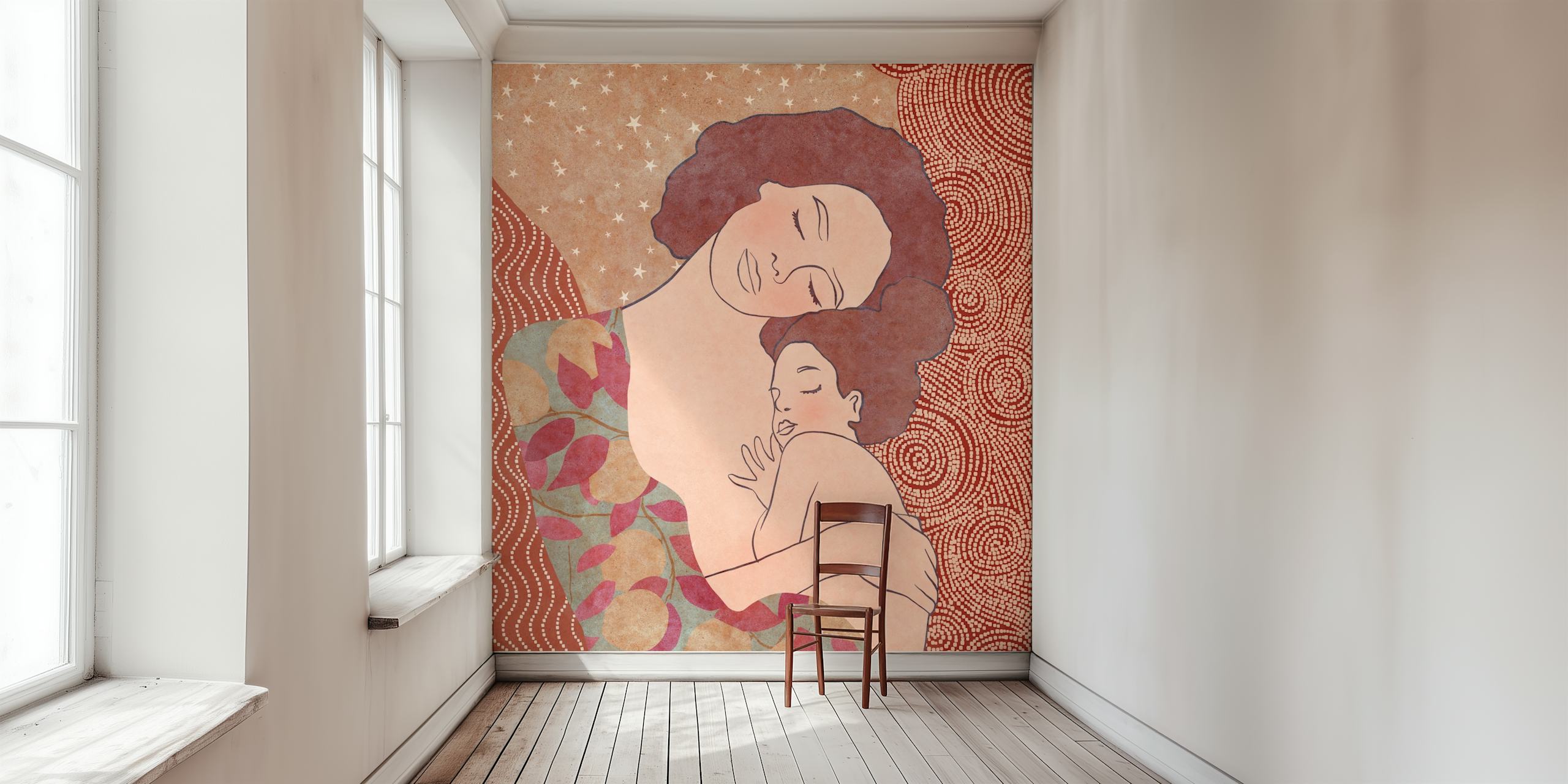 Design della carta da parati Mother And Daughter in una stanza