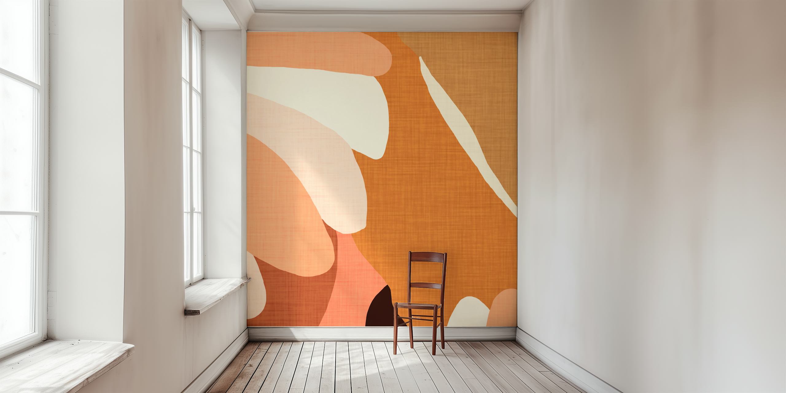 Design murale botanico stilizzato nei caldi toni della terra