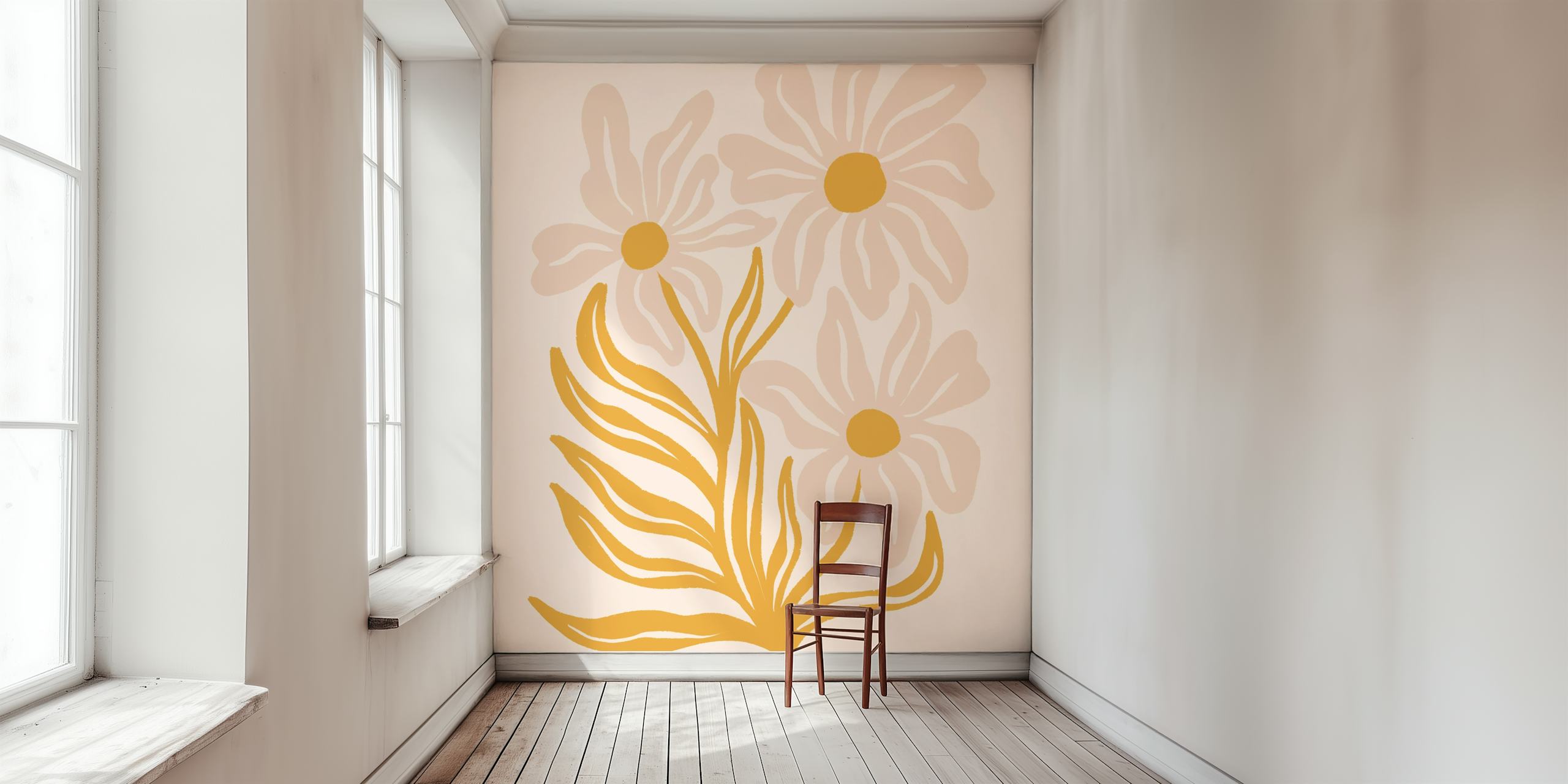 Earthy Flowers Tapete in einem Raum