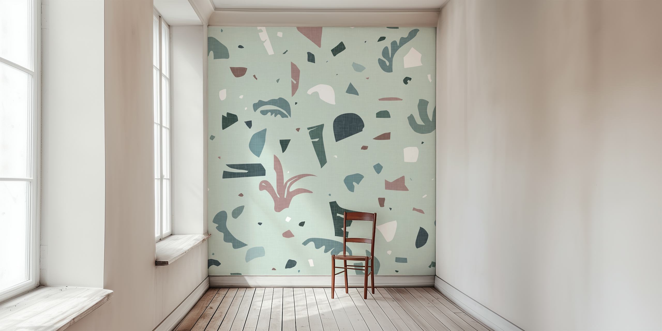 Moderne papercut shapes wallpaper in een kamer