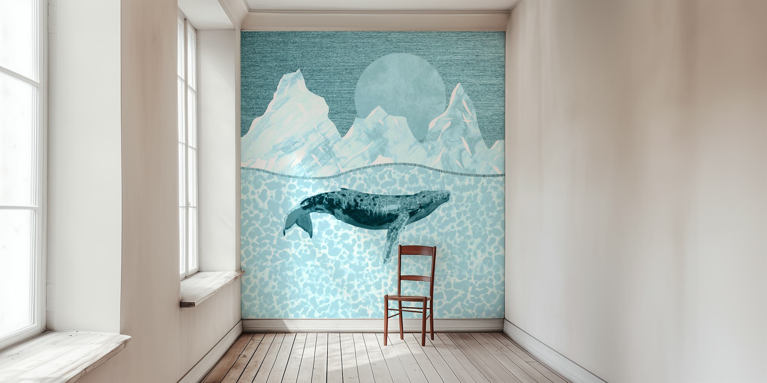 The Blue Whale-tapetti tyylikkäässä huoneessa