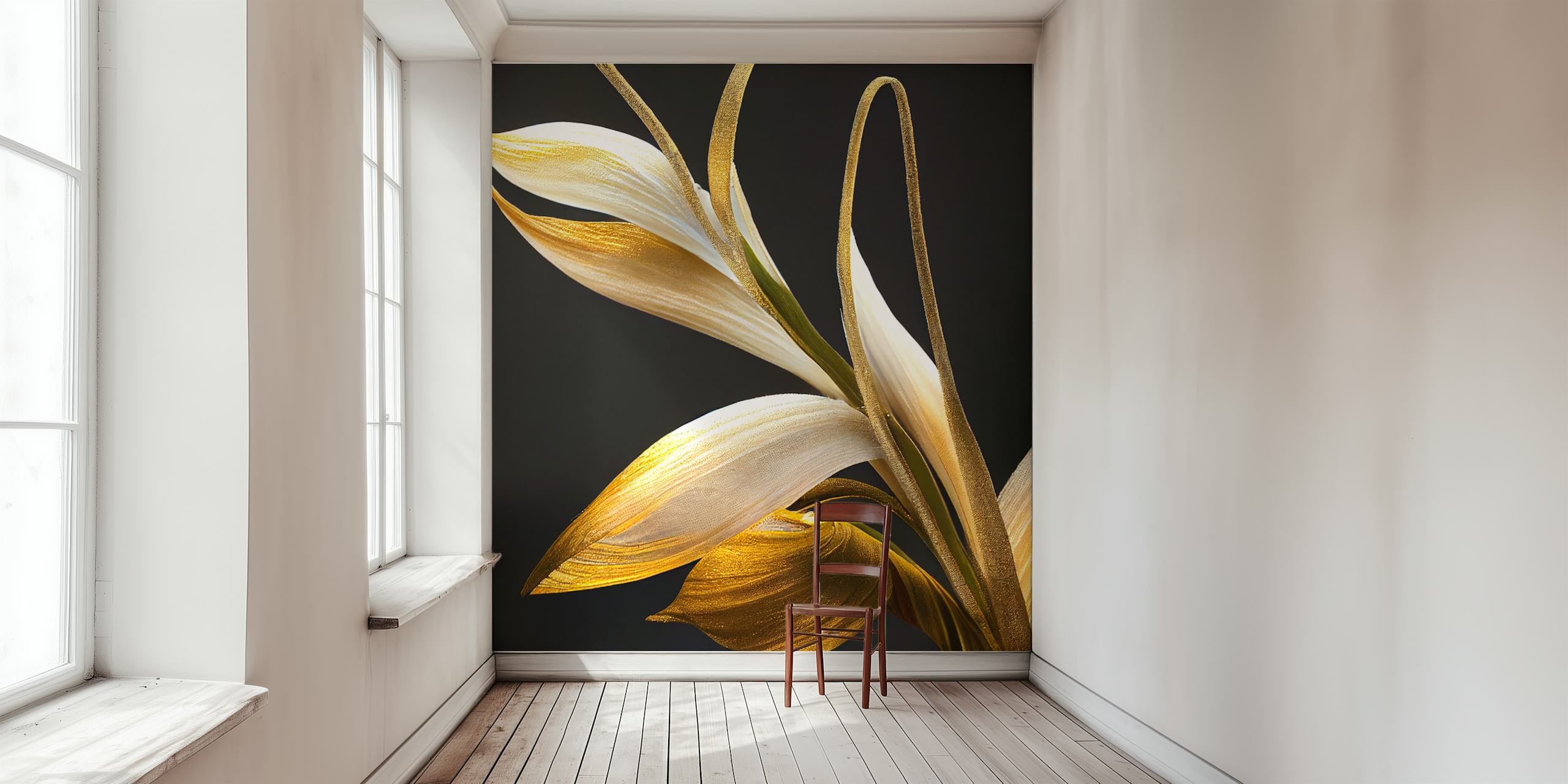 Golden Elegance Blossom wallpaper in a room