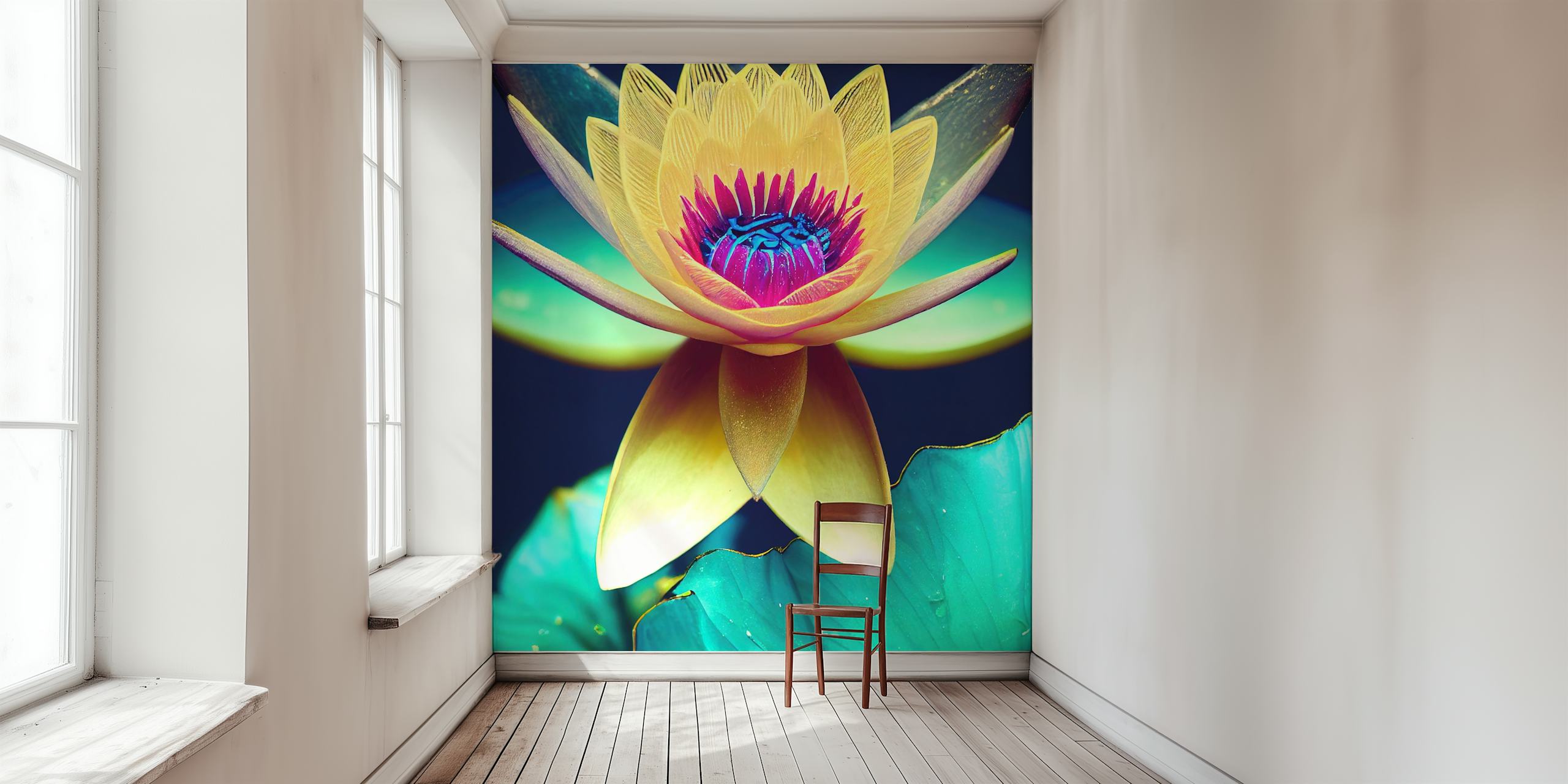 Vibrant Water Lily Bloom Tapete in einem Raum
