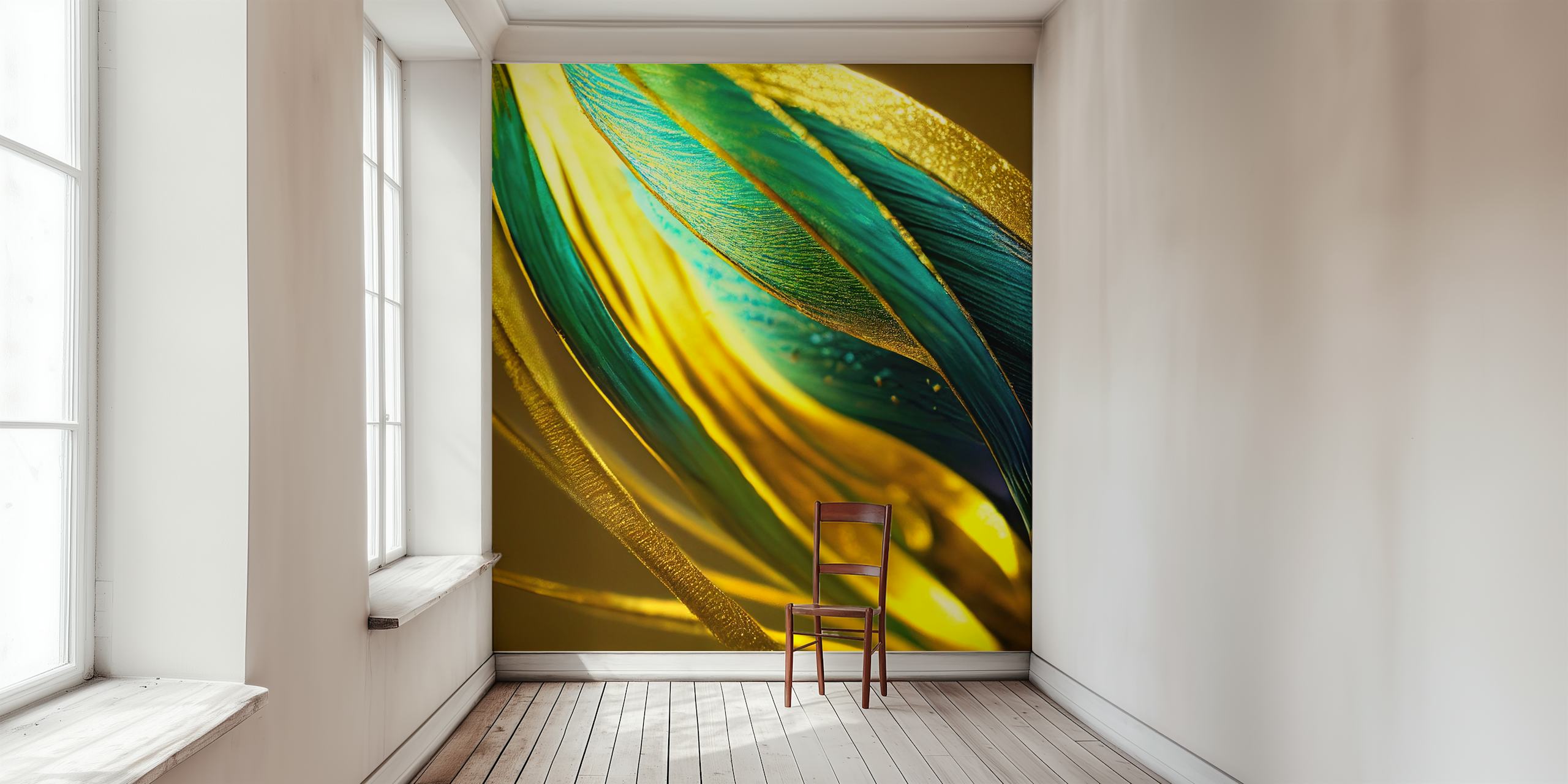 Golden Petals Harmony wallpaper in a room