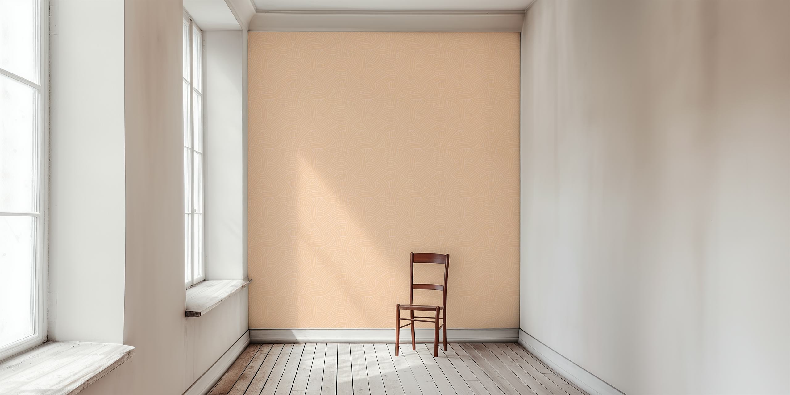 Peach wallpaper avec interwoven wave pattern