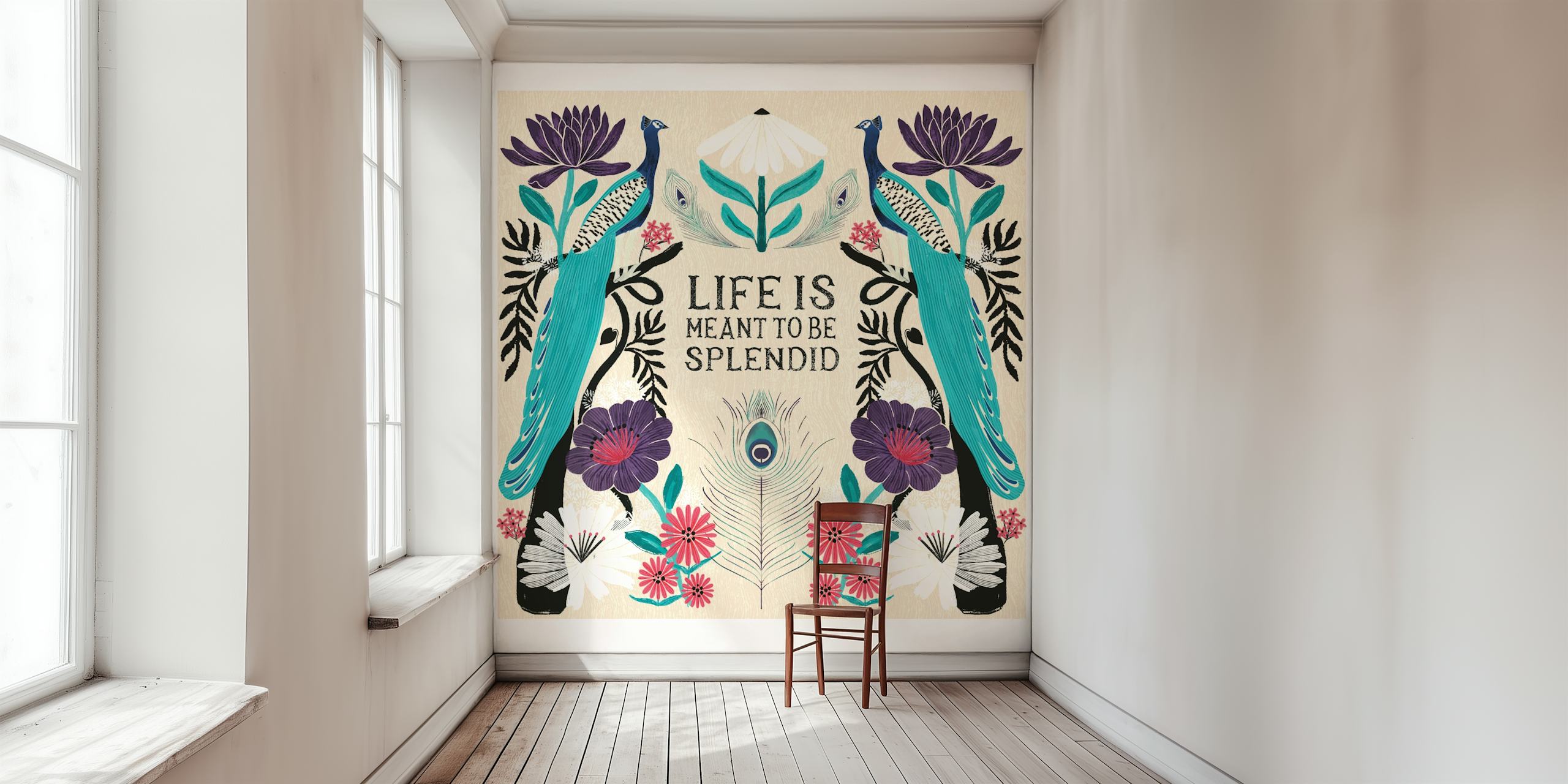 Peacock Garden Delight wallpaper in a room