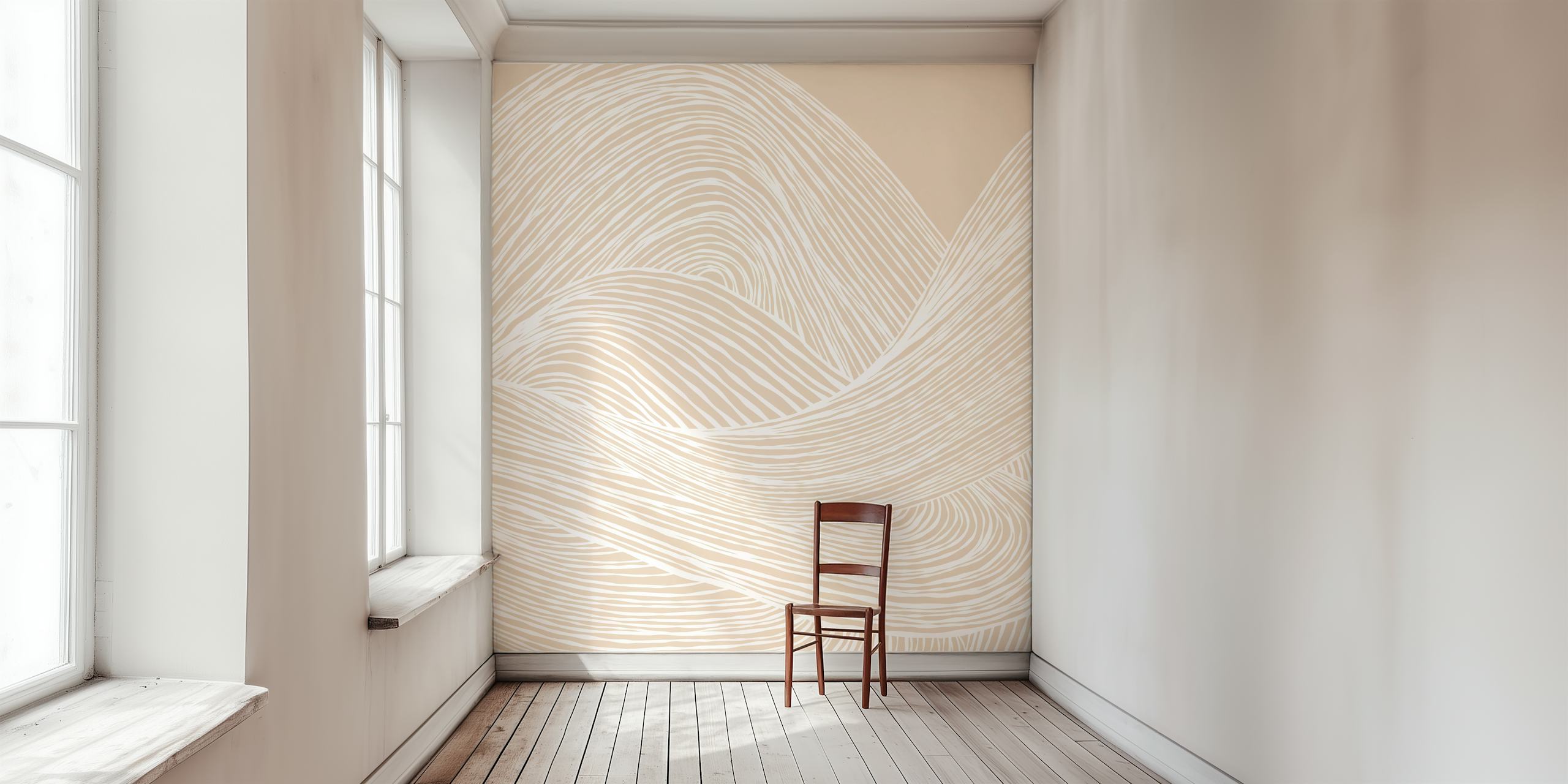 Serene Sand Dunes papel de parede pastel arenoso em um quarto