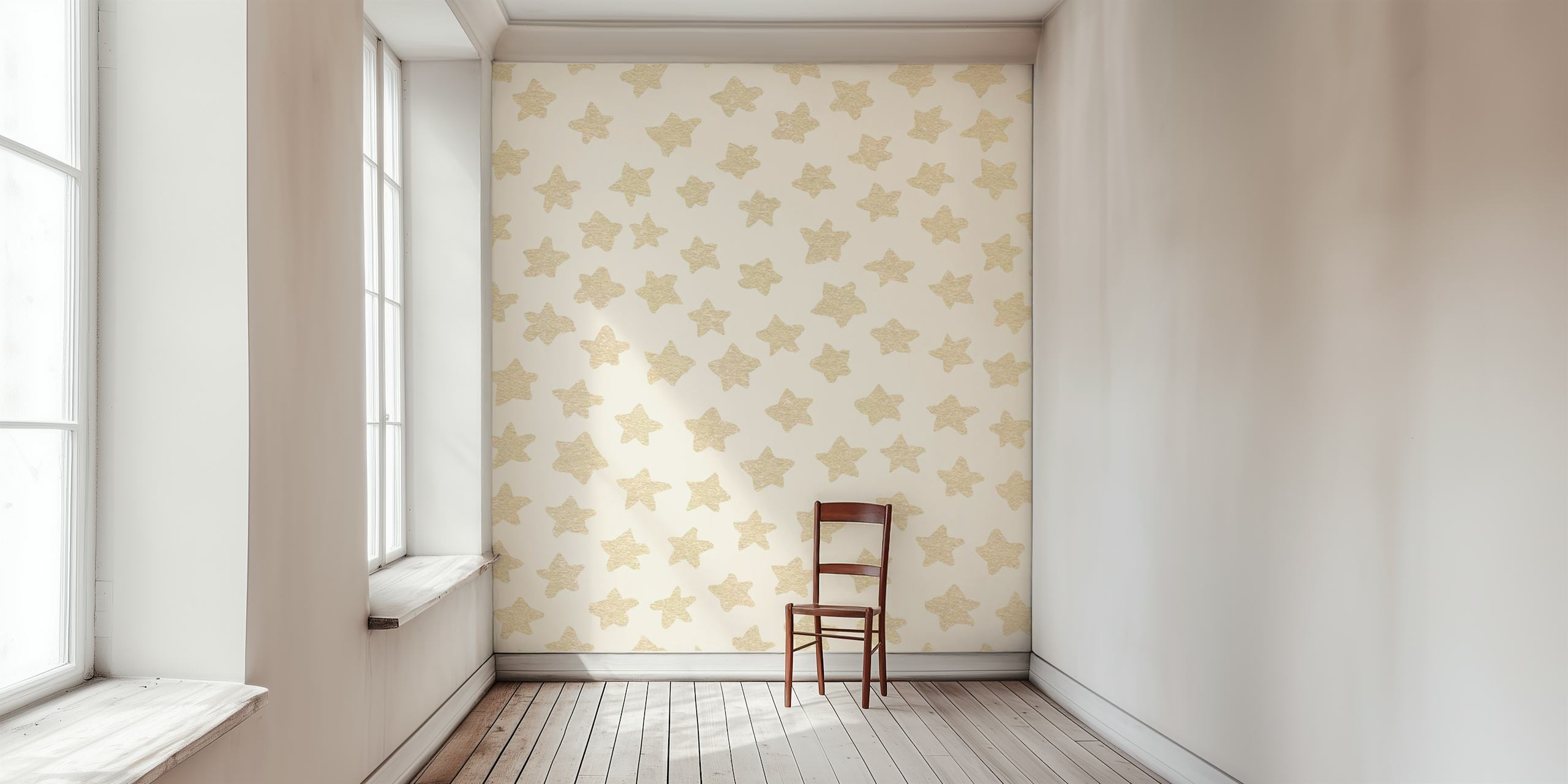 Gold Stars Pattern tapet i ett rum