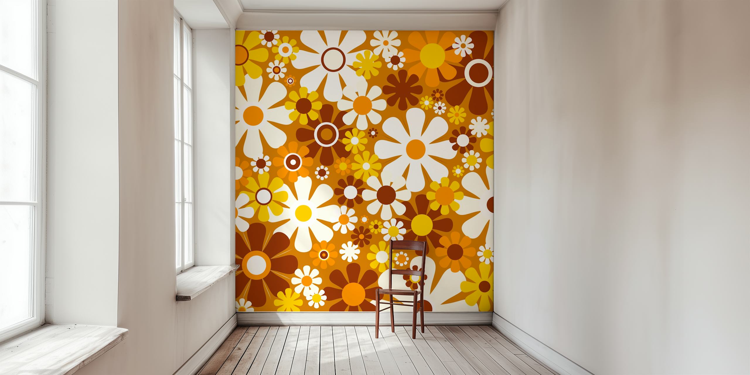 Tapeta Groovy Floral Retro Garden u sobi