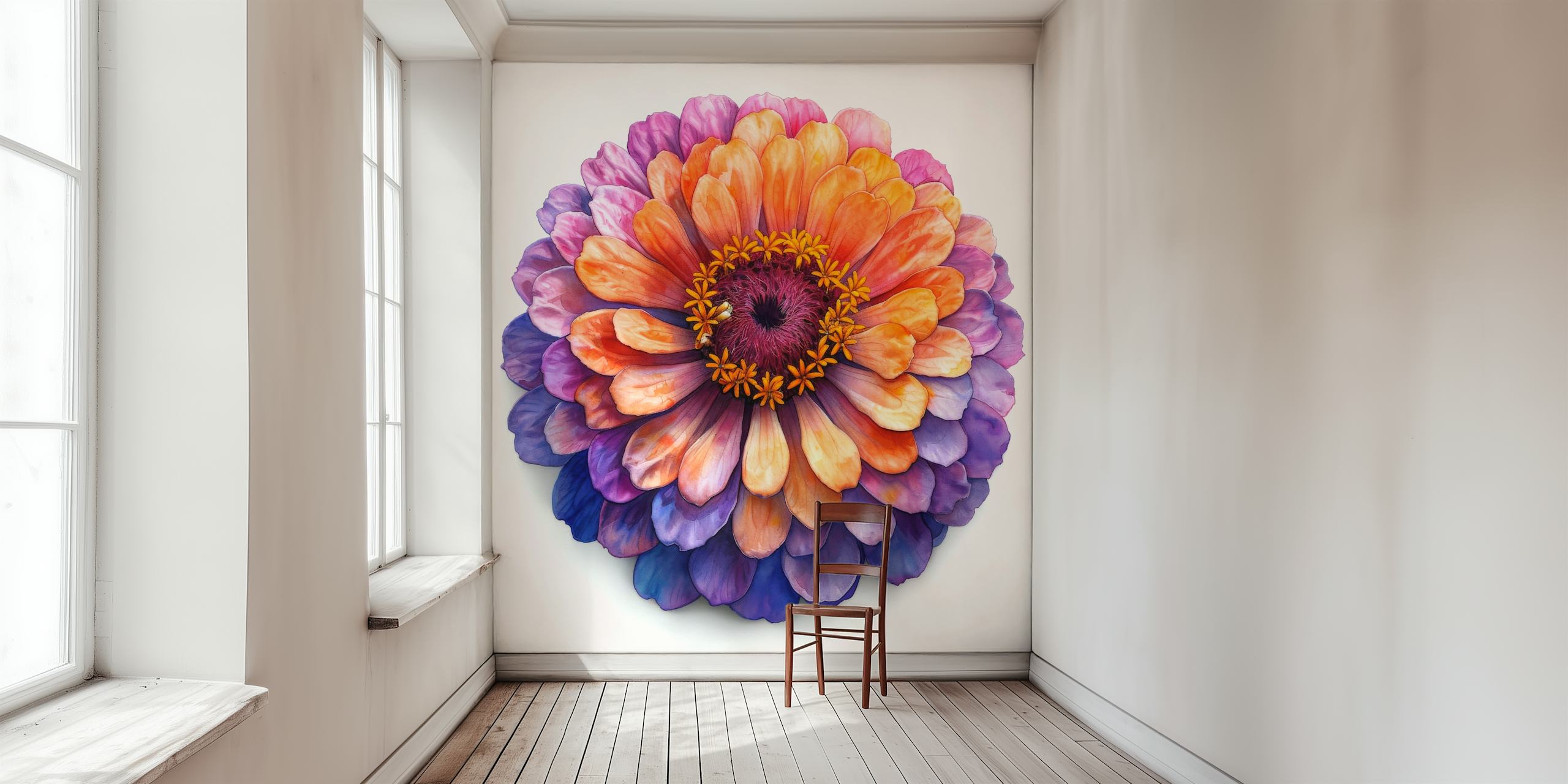 ταπετσαρία Zinnia Elegans Bloom σε ένα δωμάτιο