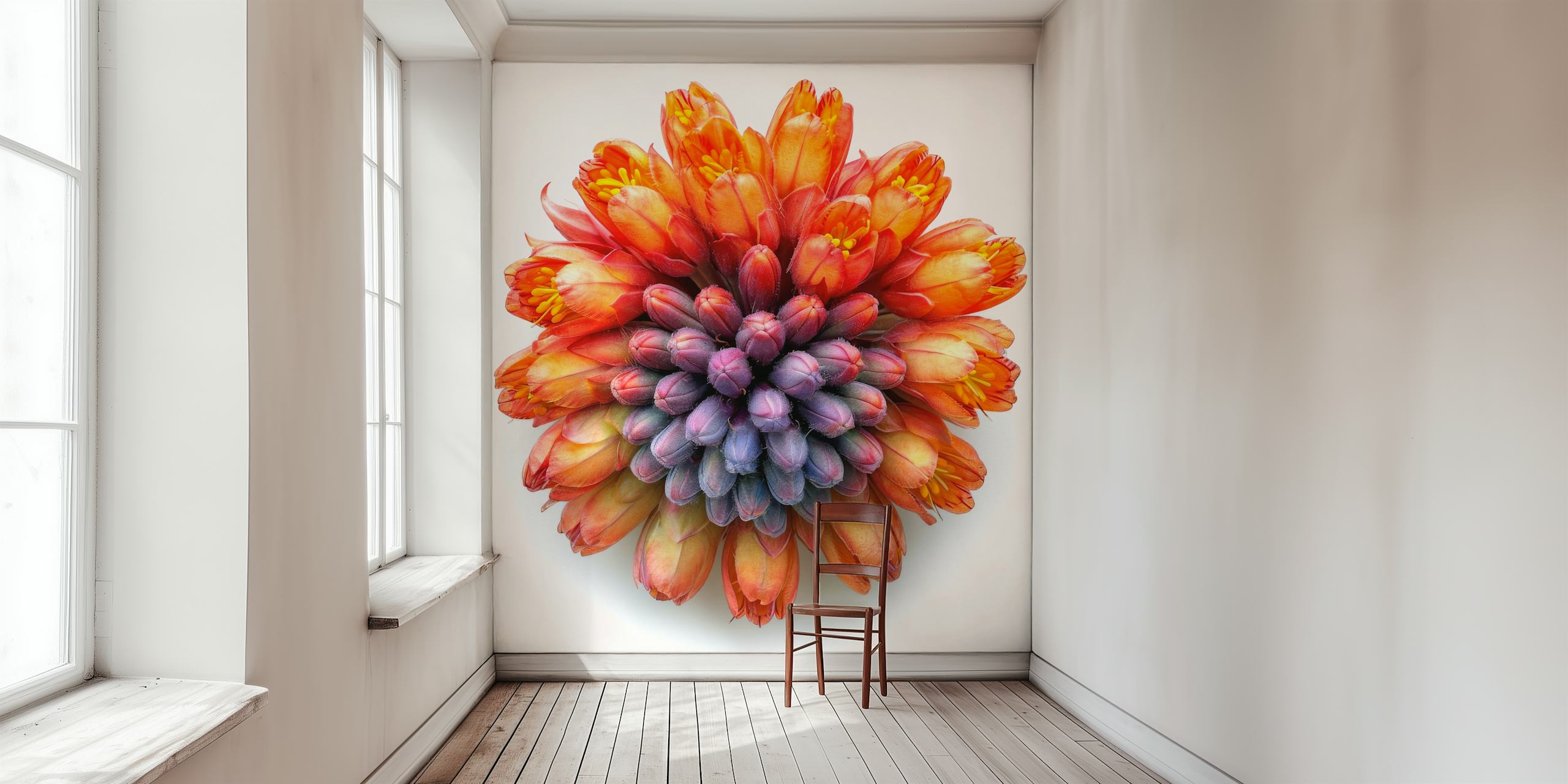 Papel de parede Red Hot Poker Bloom em um quarto