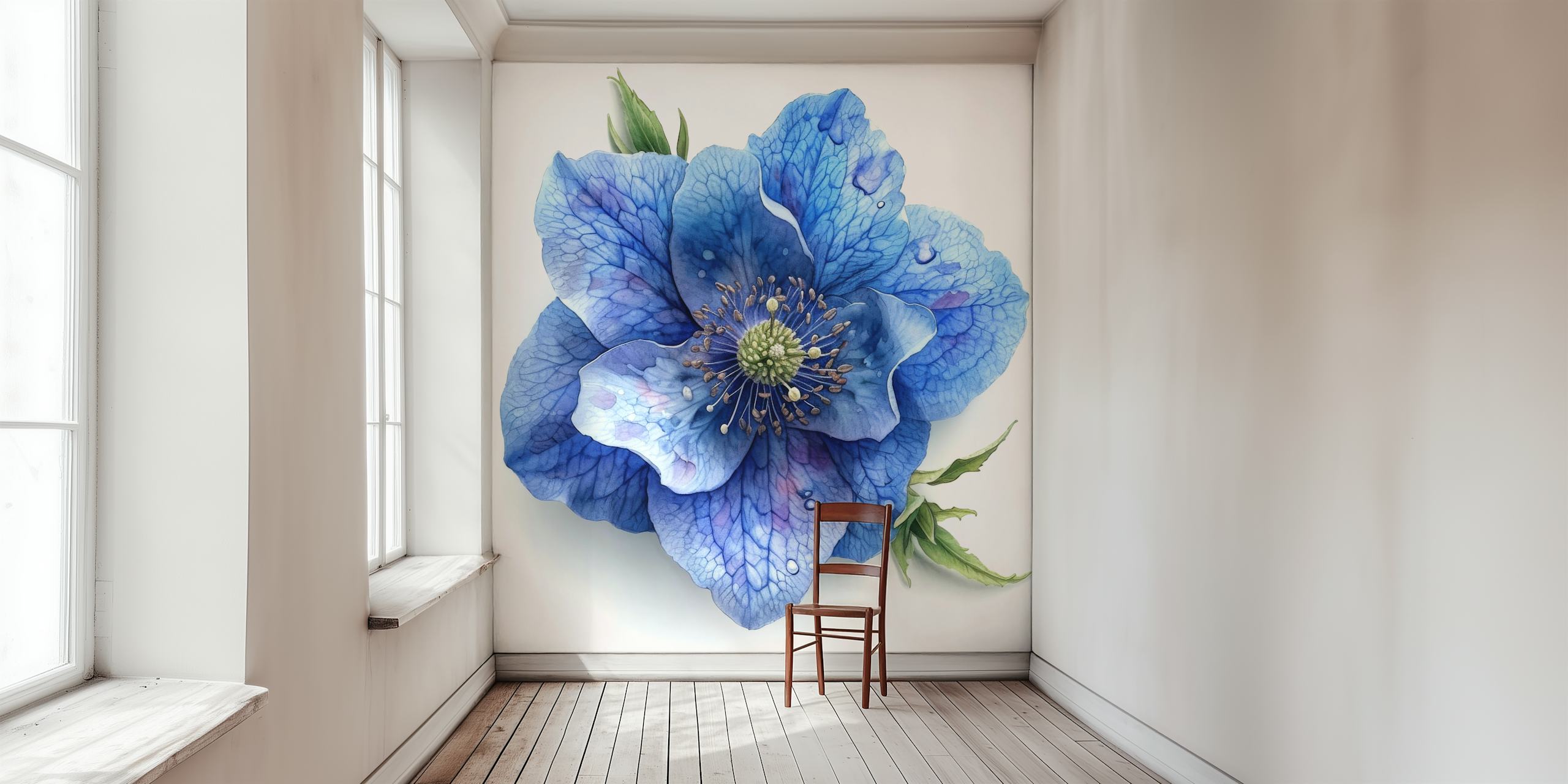 Monkshood Bloom wallpaper displayed in a room