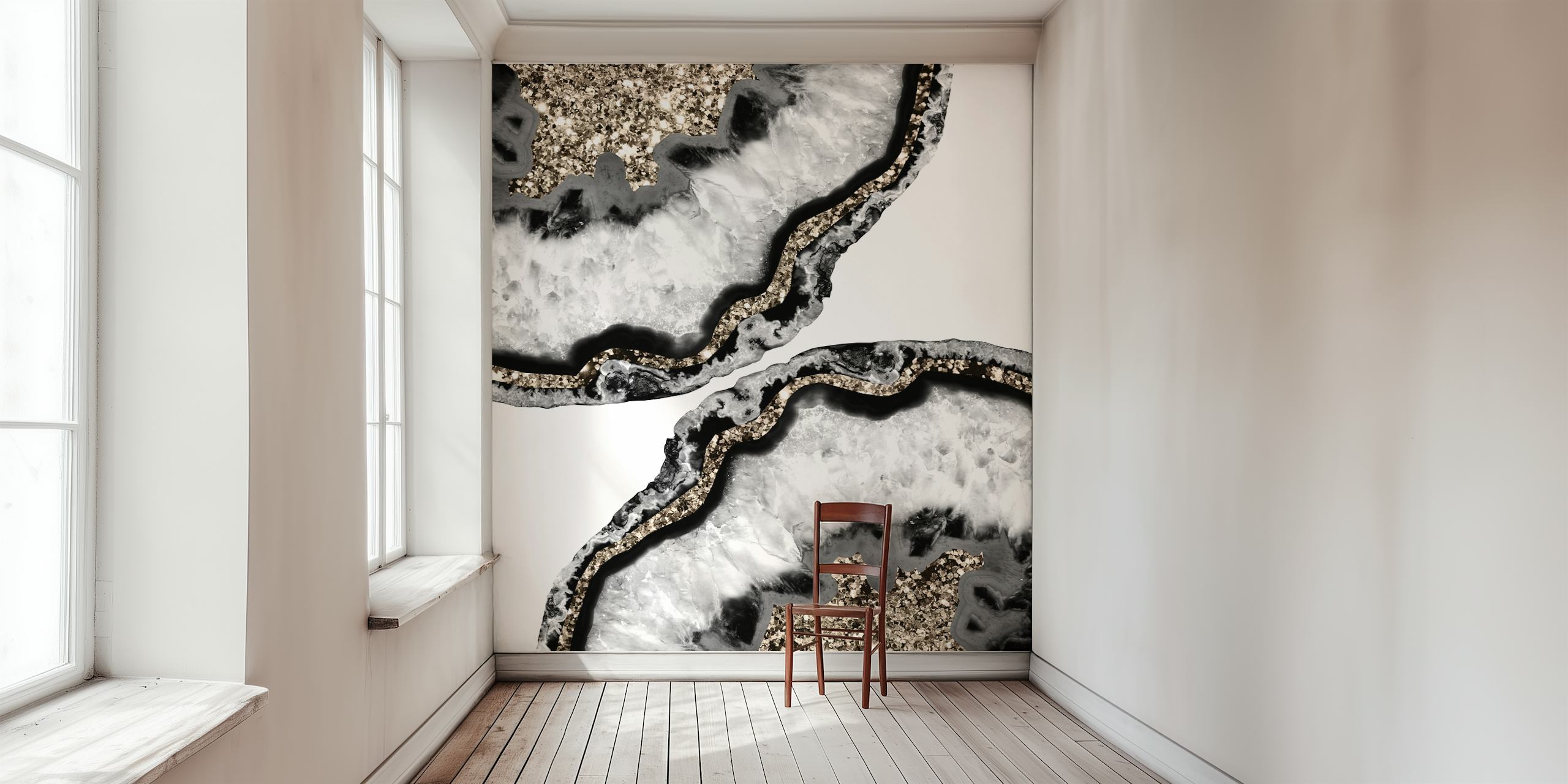 Yin Yang Agate Glitter Glam tapetti huoneessa