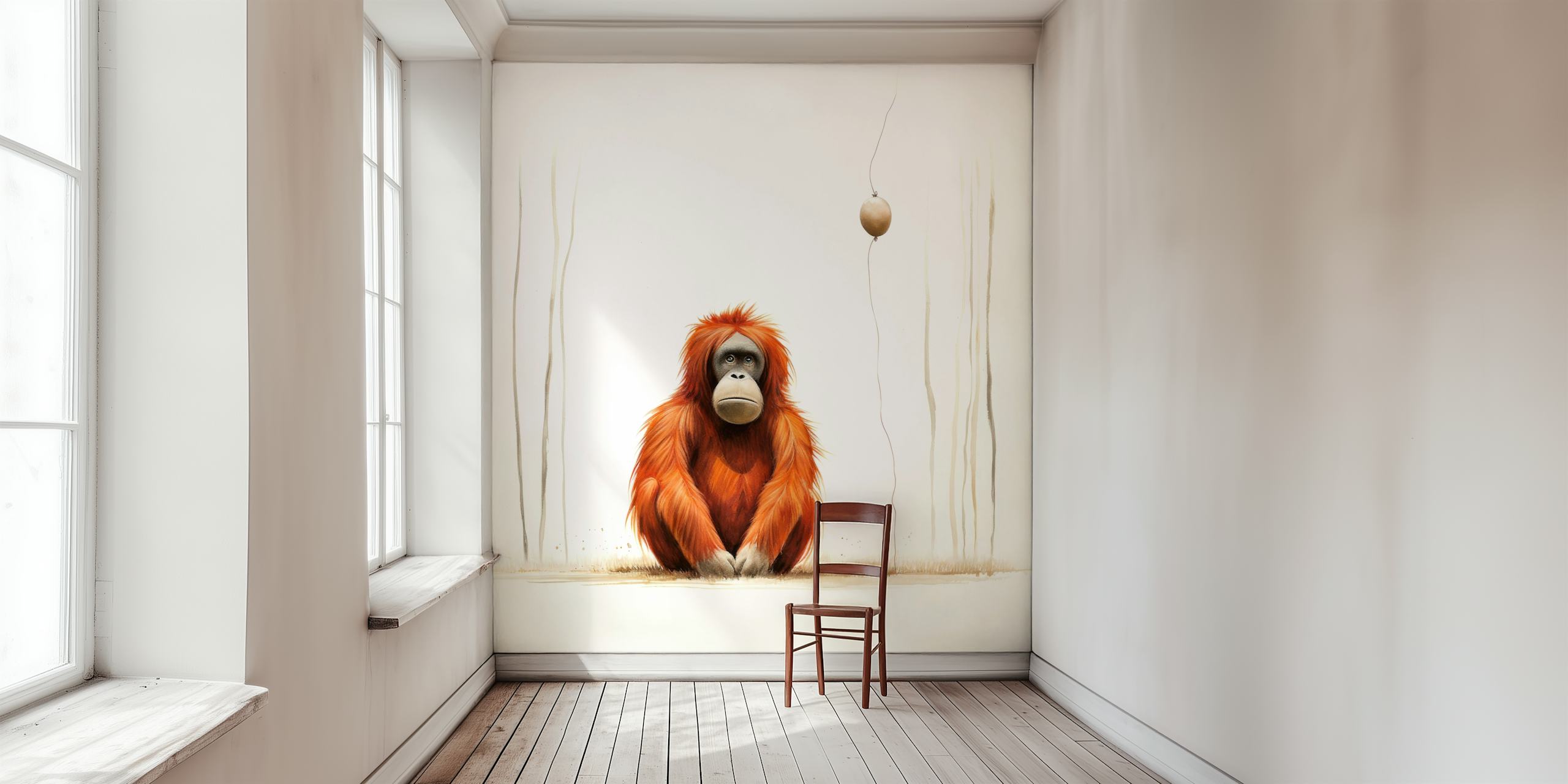 Minimal orangutan wallpaper in a room