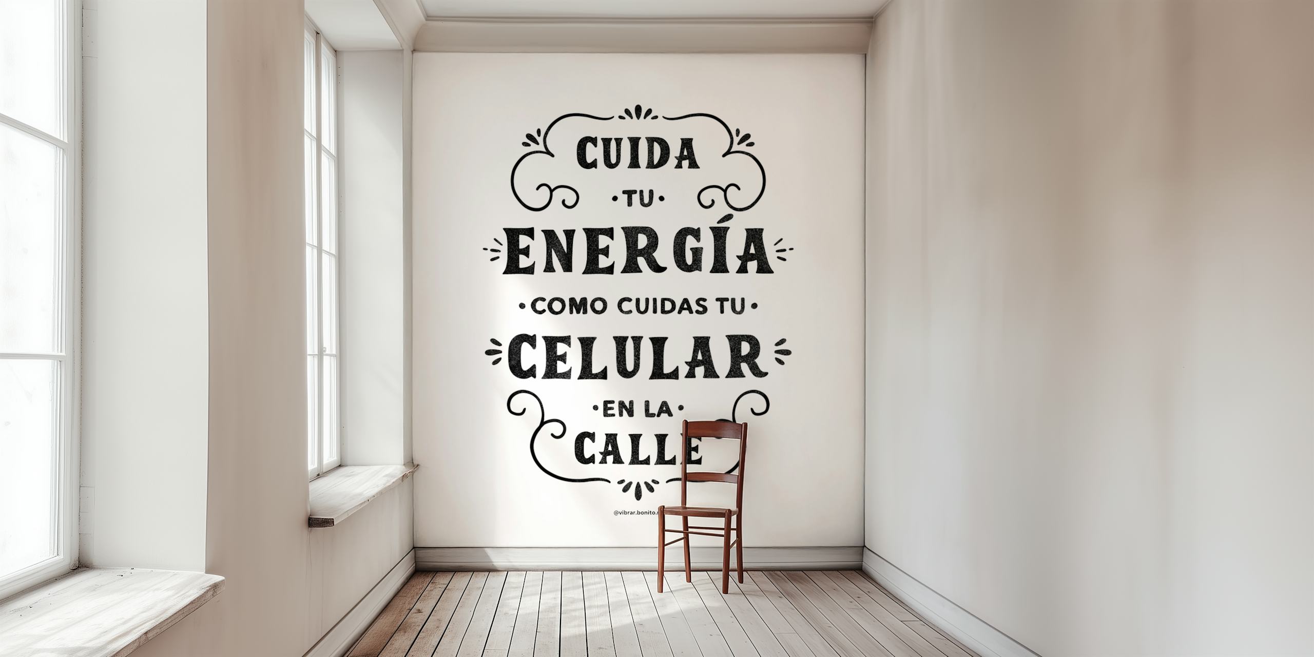 Motivational black text wallpaper with decorative elements