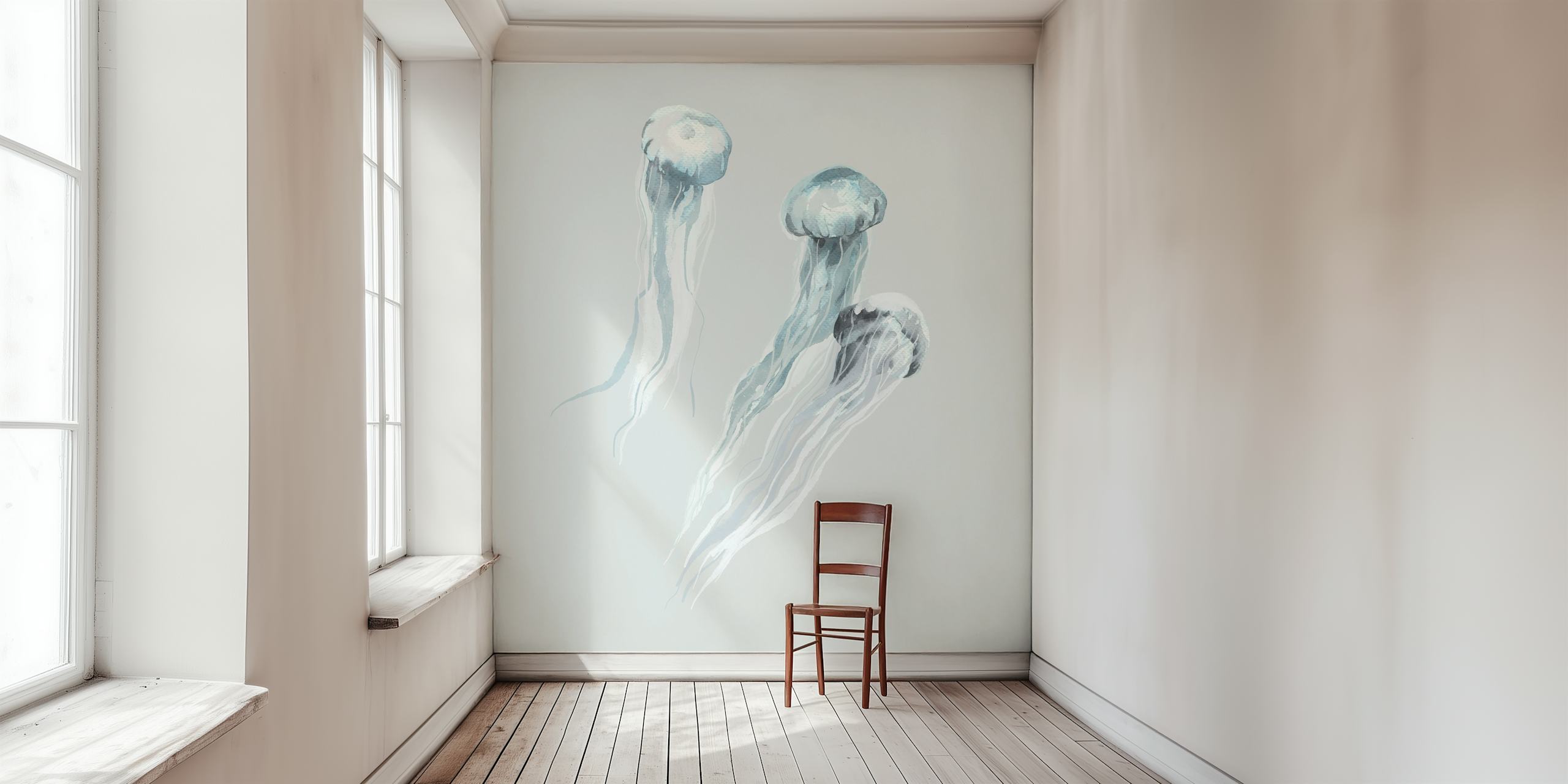 Σχεδίαση ταπετσαρίας Jellyfish with Flowing Tentacles σε μοντέρνο δωμάτιο