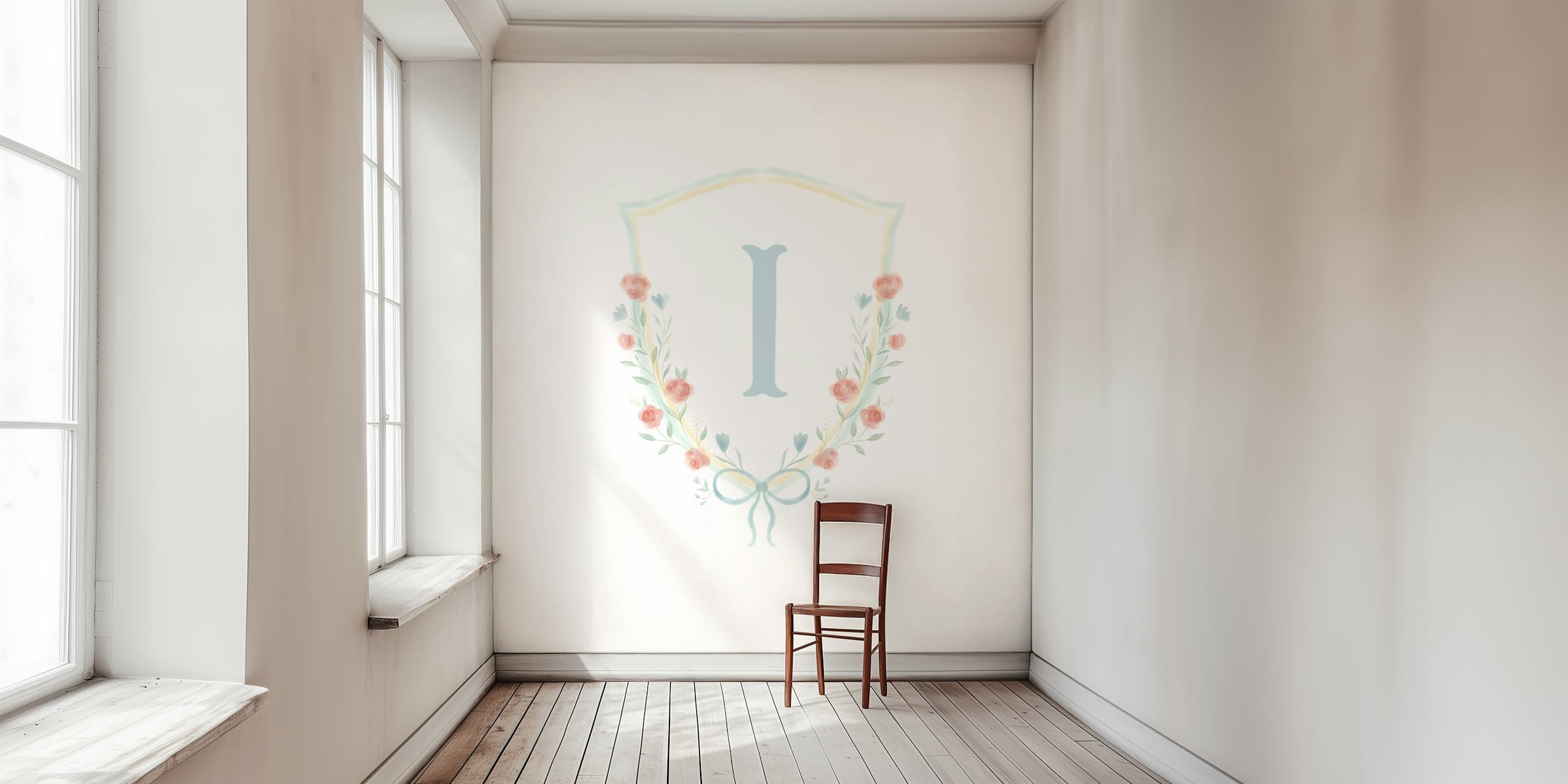 Floral Crest Elegance Letter I tapet i et rum