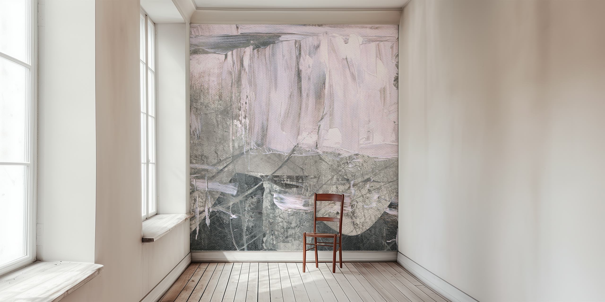 Ταπετσαρία Dreamy Silver Hues εκτεθειμένη σε δωμάτιο