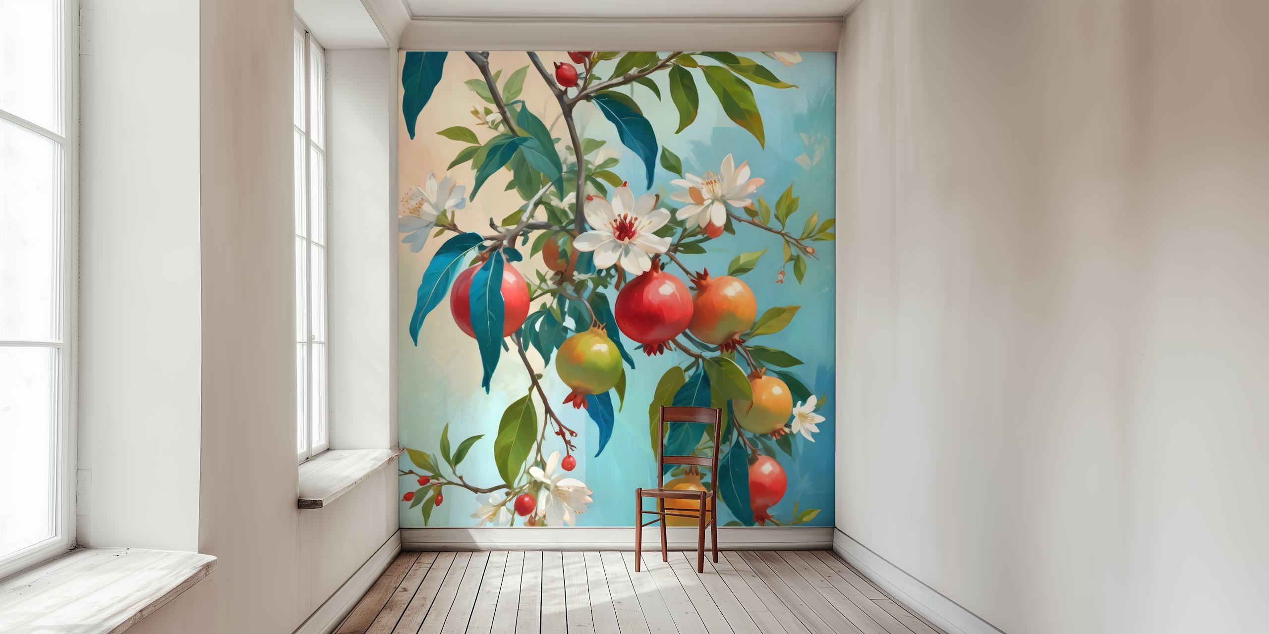 Sweet Pomegranates wallpaper in a room design