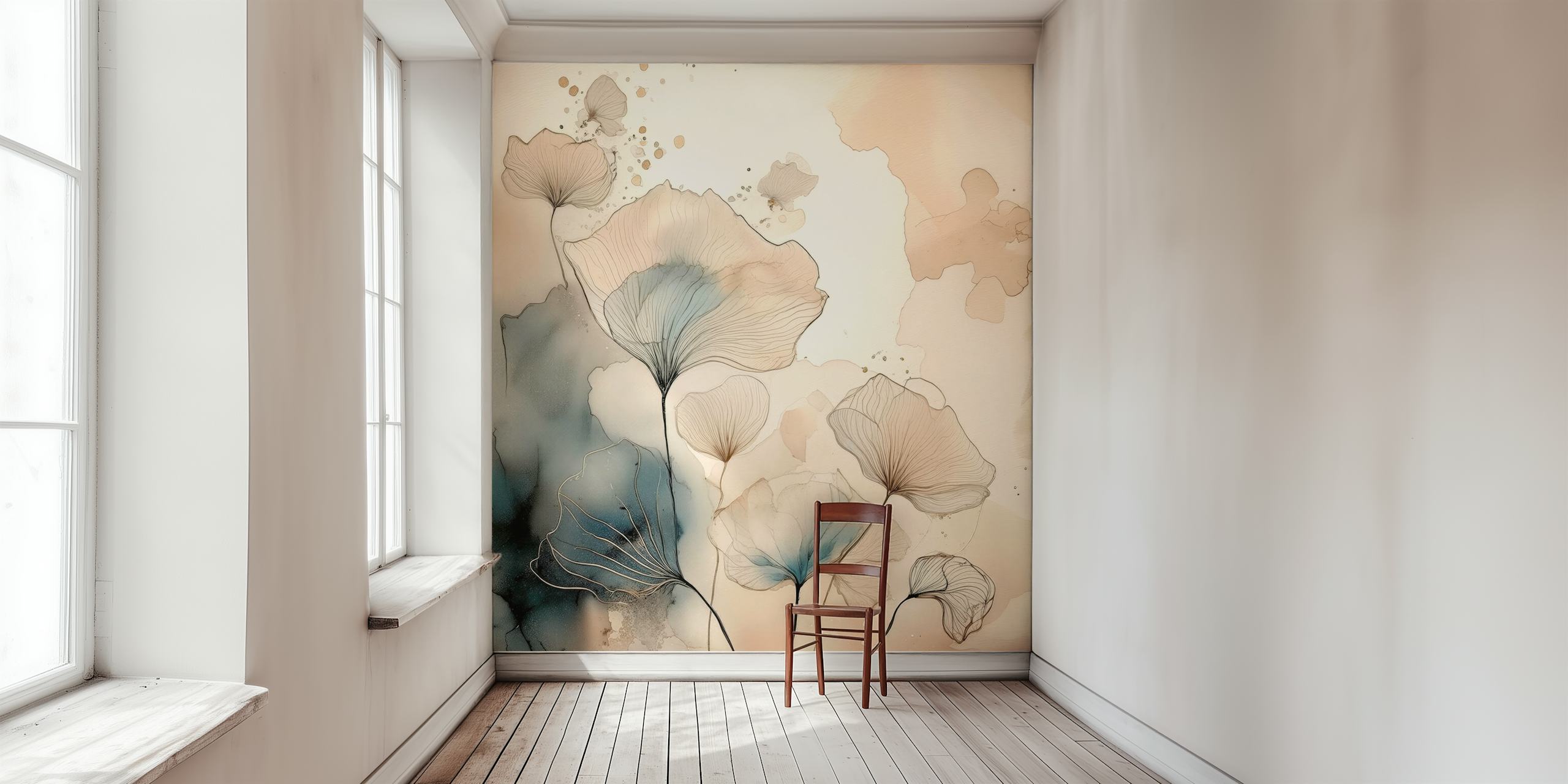 Delicate floral wallpaper σε ρύθμιση δωματίου