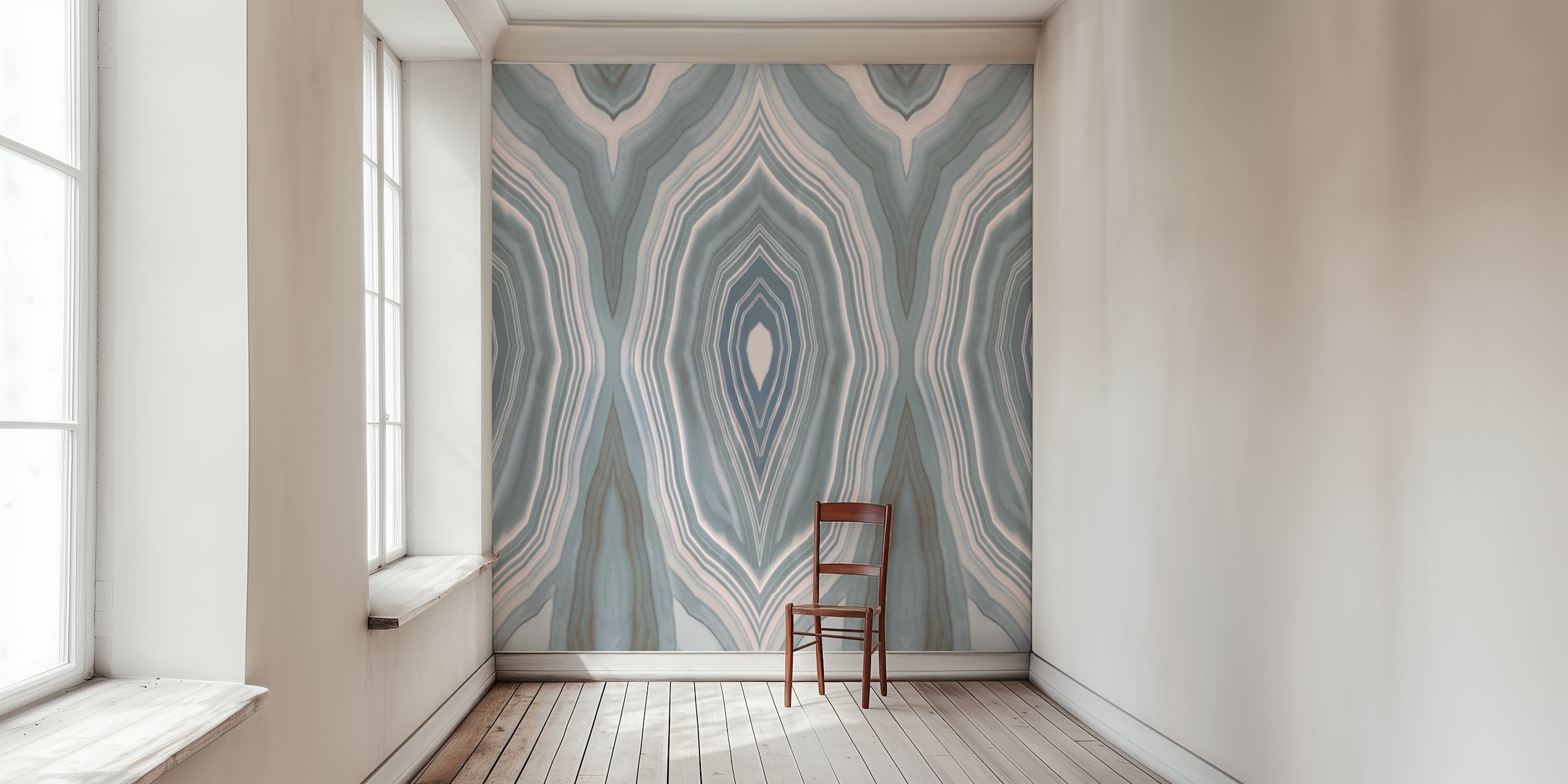 Geode wave pattern in blue and gray on elegant wallpaper