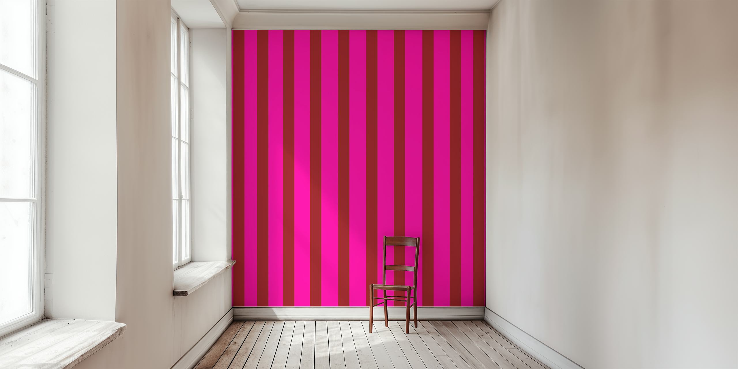 Bold berry striped wallpaper in pink and maroon colors