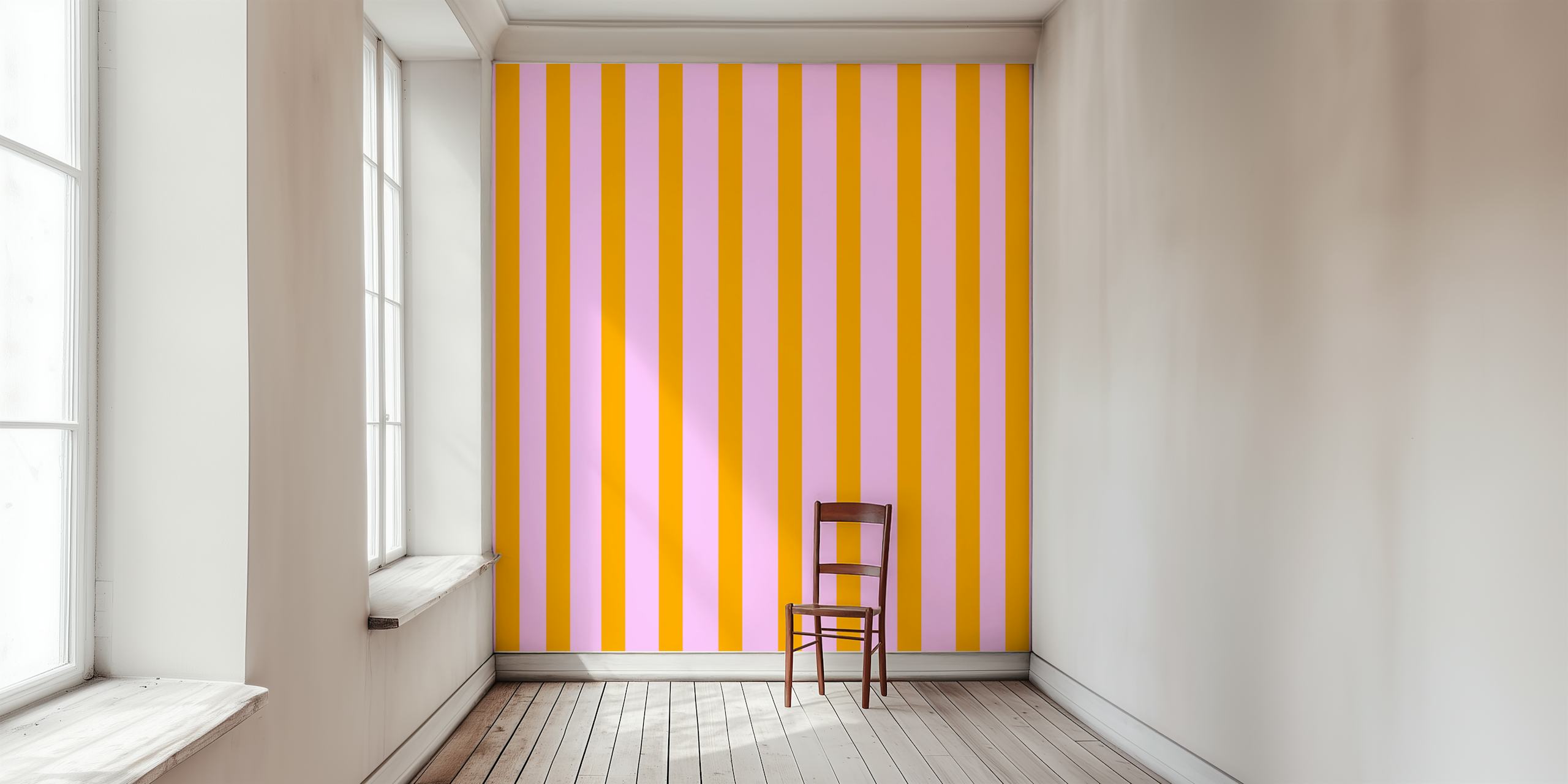 Vertical lavender and orange stripes wallpaper