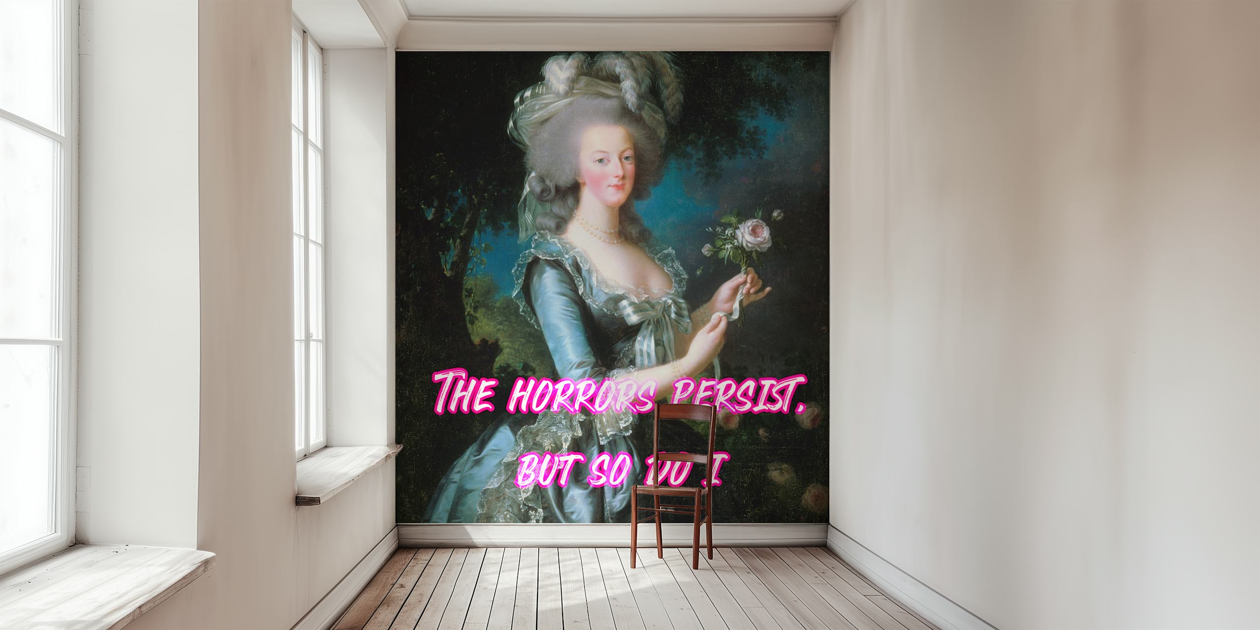 Marie Antoinette Humour behang in een kamer