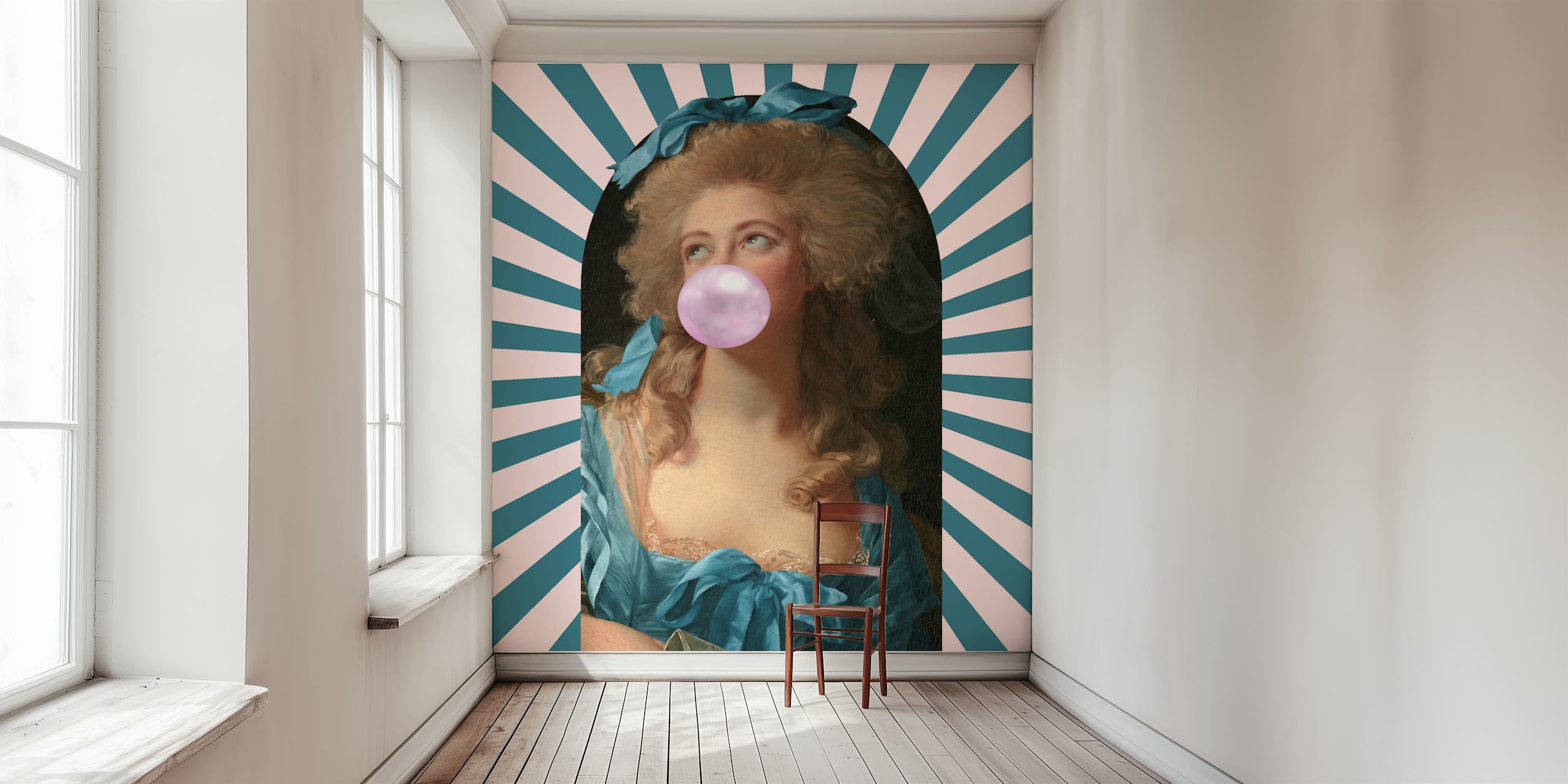 Vintage Bubblegum Delight wallpaper in a room