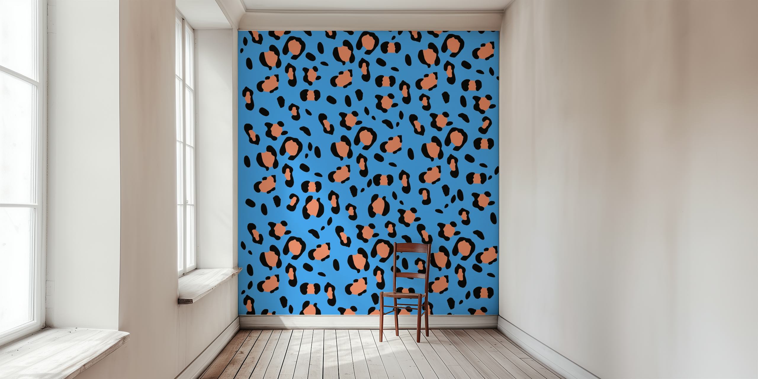 Leopard animal print wallpaper in a room