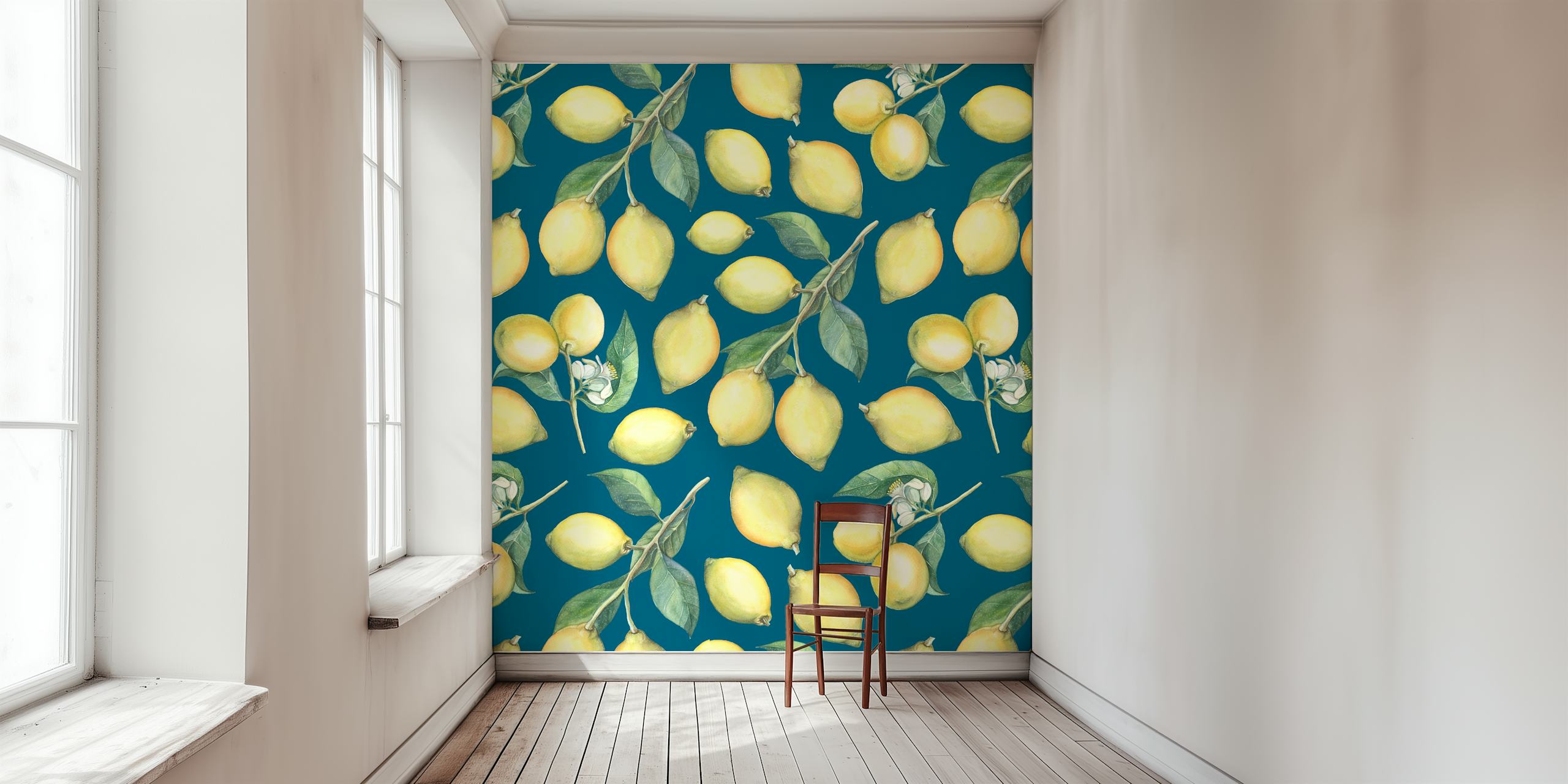 Lemon Fresh Blue tapetti huoneessa