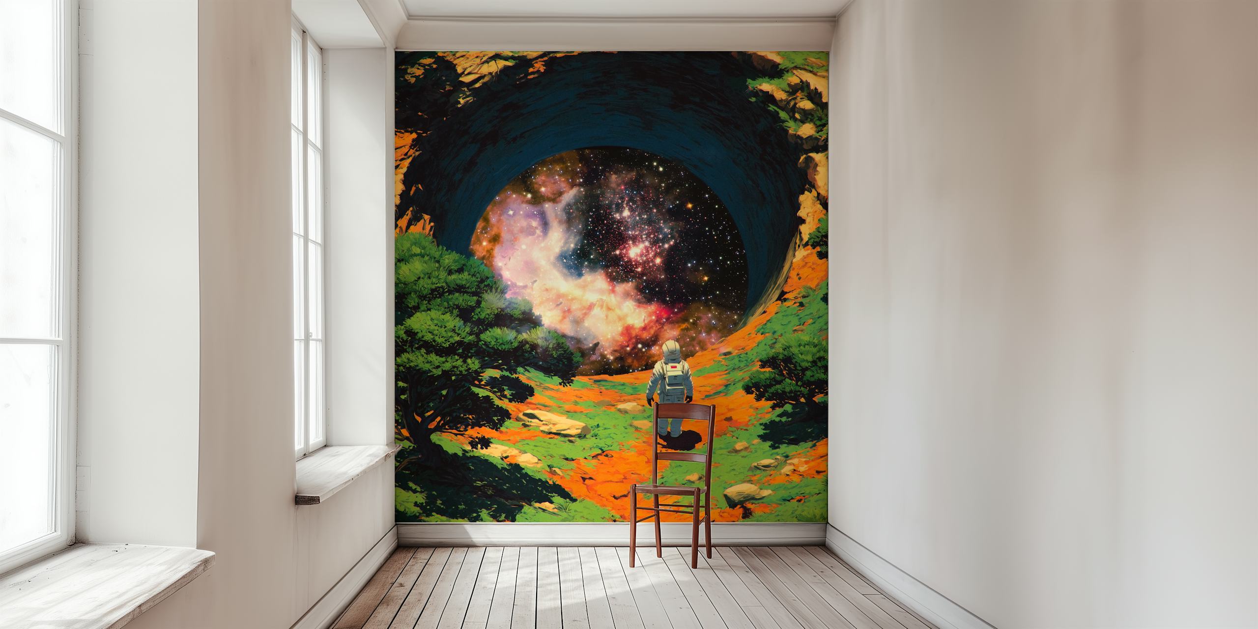 Galaxy Portal wallpaper in a vibrant room