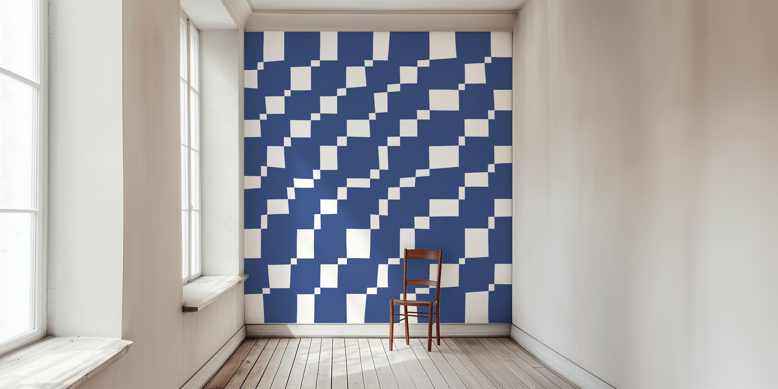Diseño de papel pintado con Rectangles 3C | White on Indigo Dark Blue