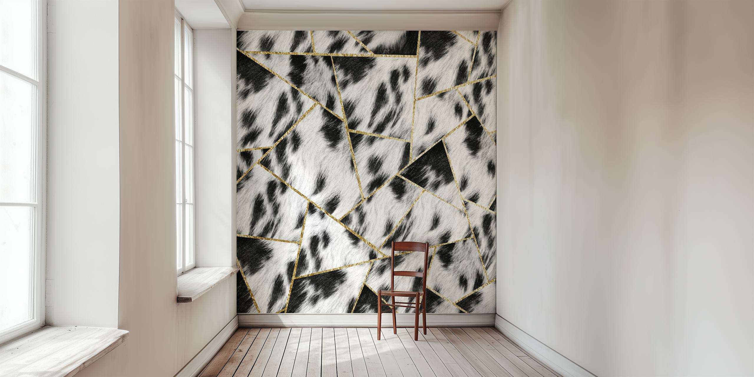 Tapeta Animal Fur Gold Geometric w pokoju