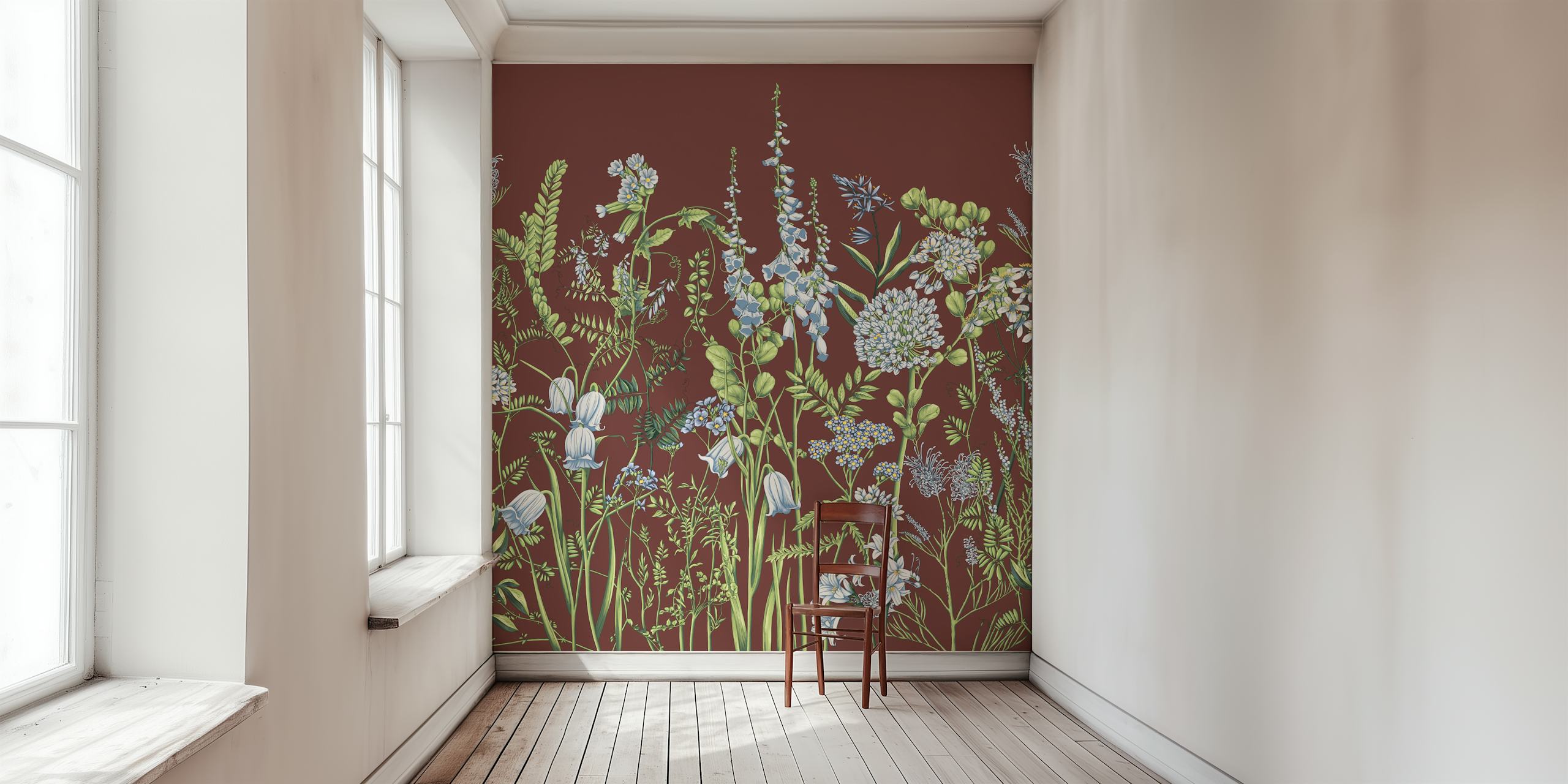 Botany 12 floral wallpaper displayed in a room