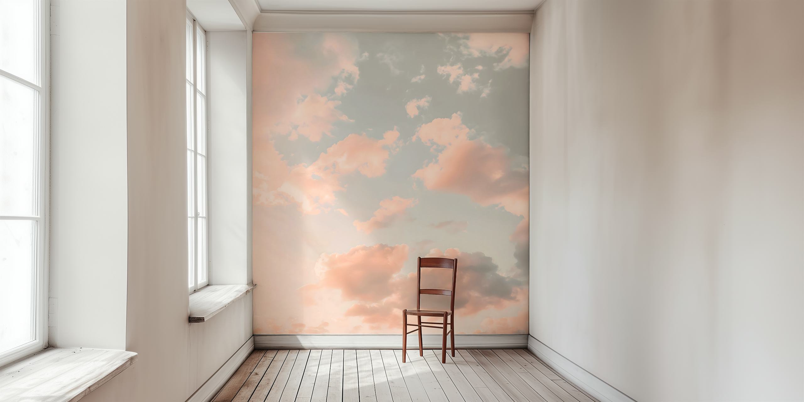 Peach pastel sky wallpaper in a room