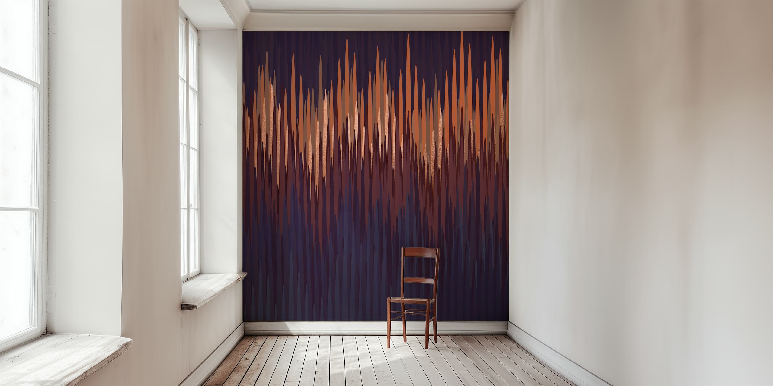 Geometric spikes in brown, orange, and dark tones wallpaper