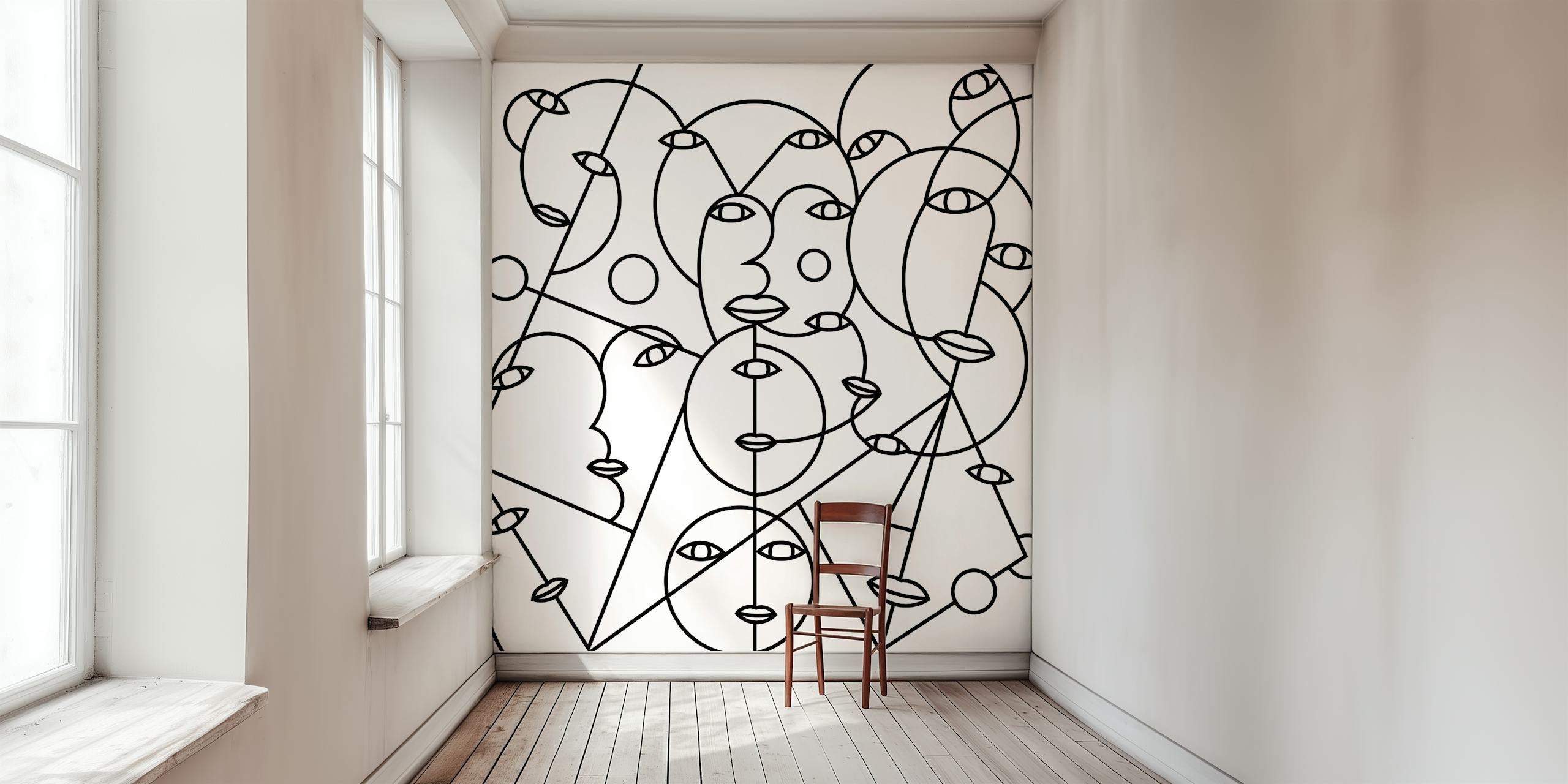 Conception de papier peint Geometric Chaos affichée dans une pièce