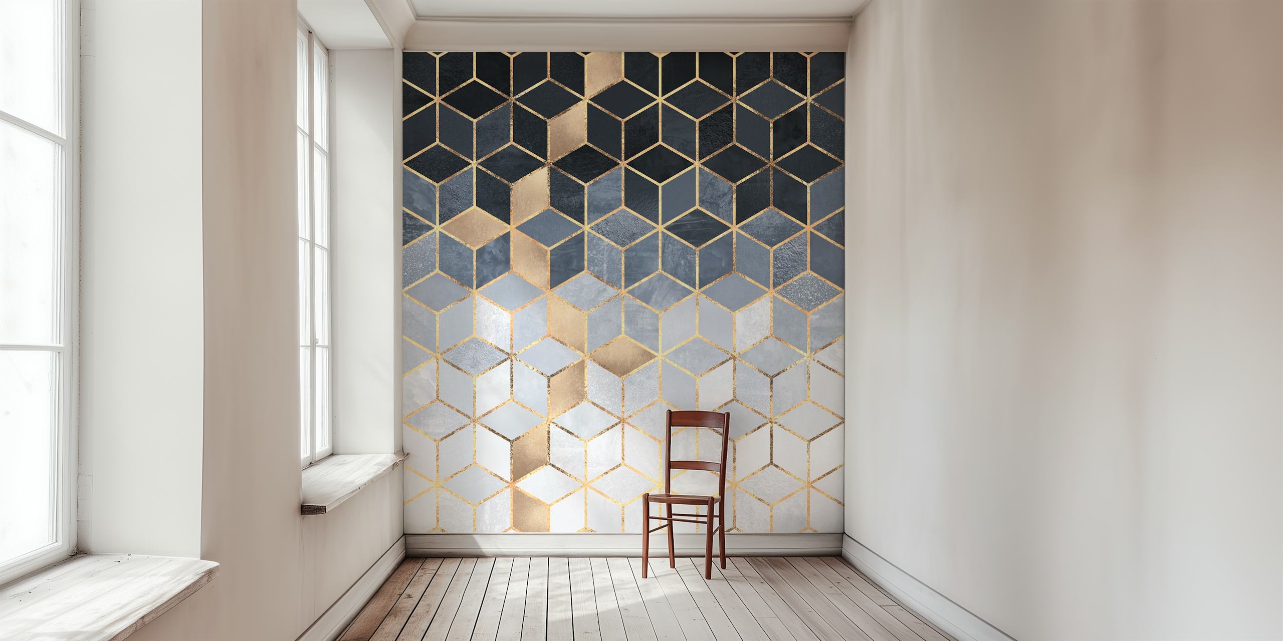 Geometrinen sininen kuutio gradientti taustakuva suunnittelu