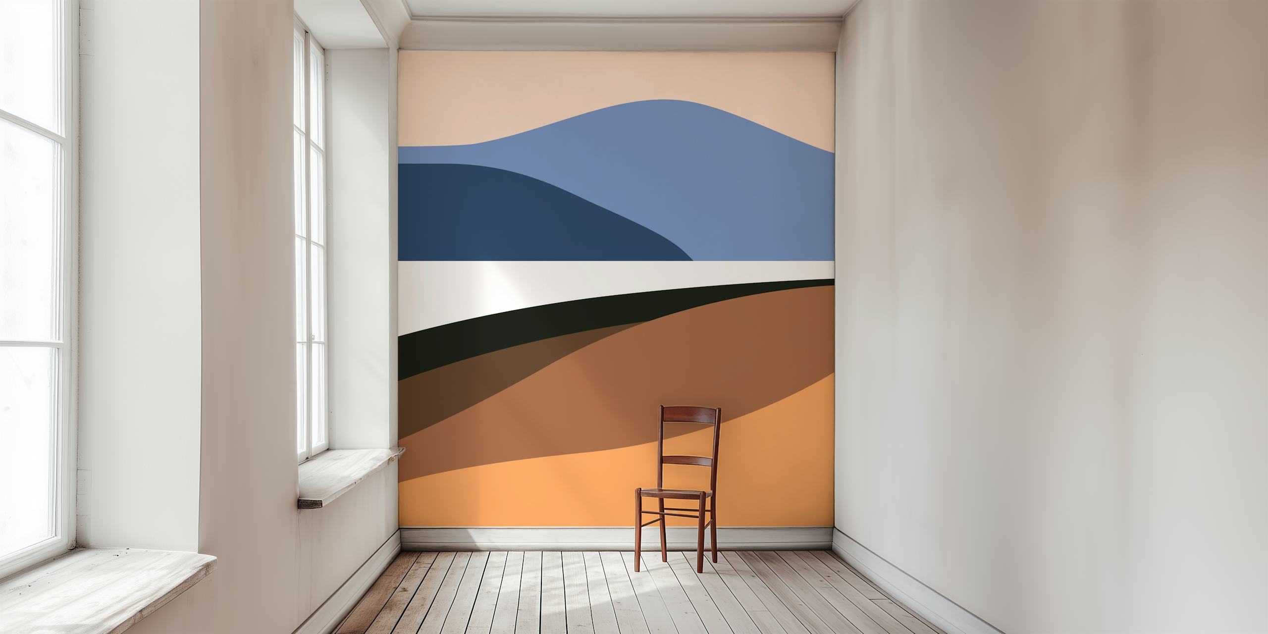 Abstract mountain landscape in earthy tones wallpaper