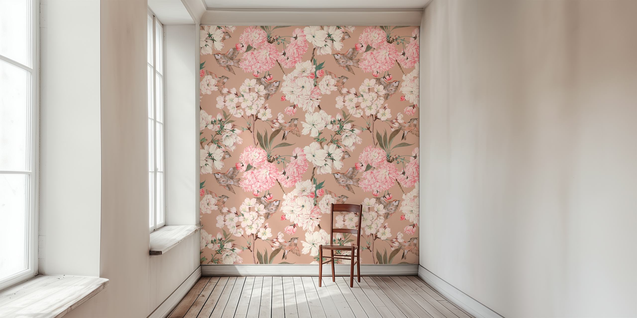 Vintage Japanese Sakura Garden wallpaper design image
