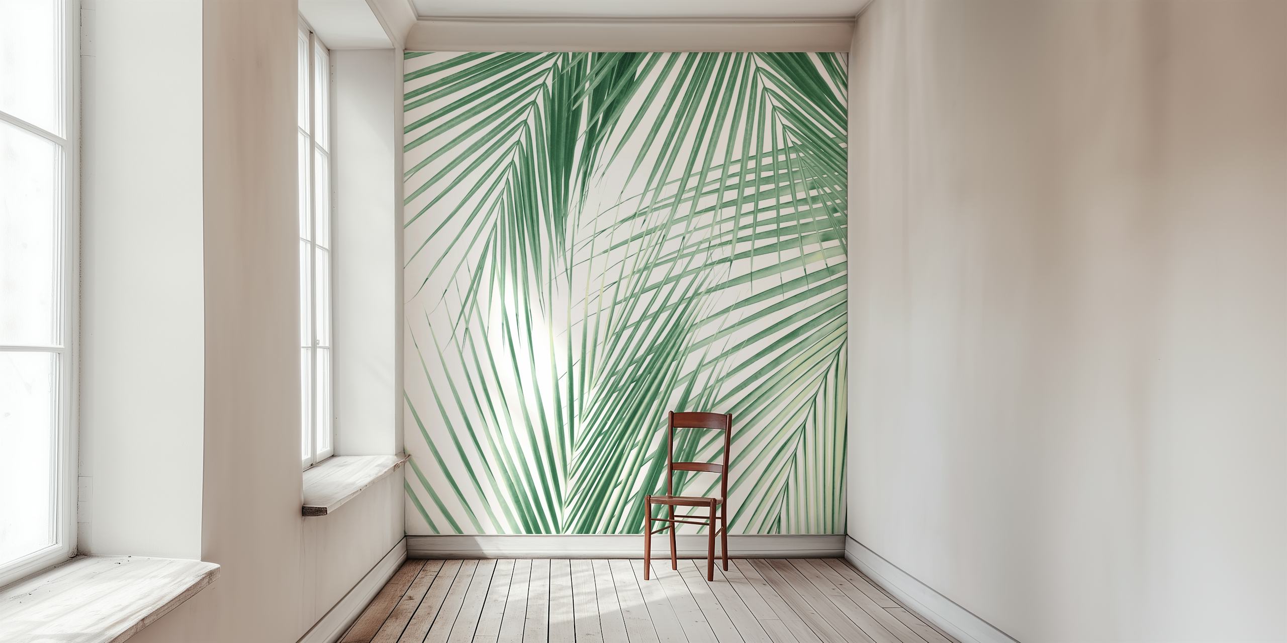 Palm Leaves Jungle Dream 1 Tapete in einem Raum